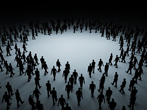 Shutterstock graphic of a crowd .