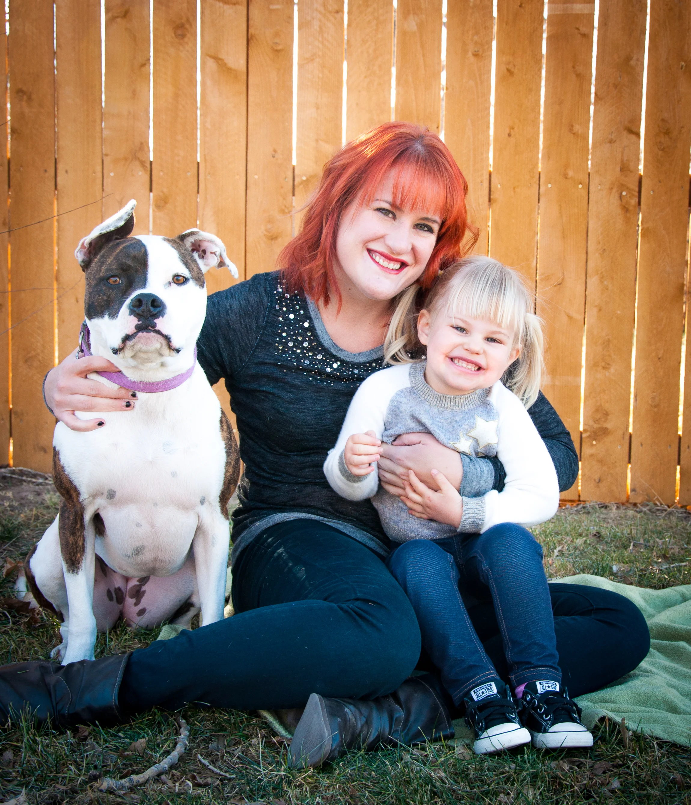 Molly and her daughter Ivy, and their dog, Mia