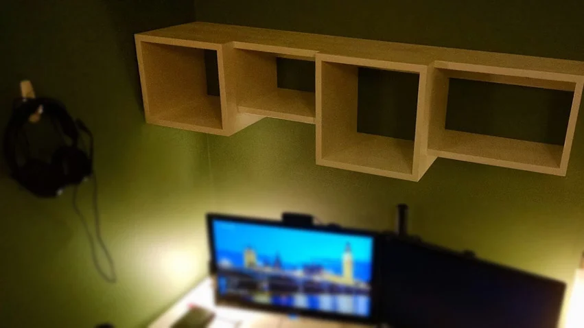 Wall Mounted Compartment Bookshelf from reclaimed plywood