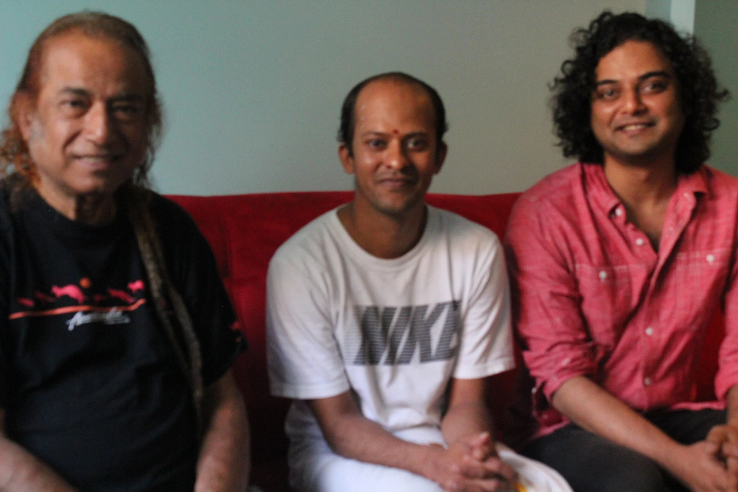 With Ustad Aashish Khan and his disciple Anoop Shobhankar.JPG