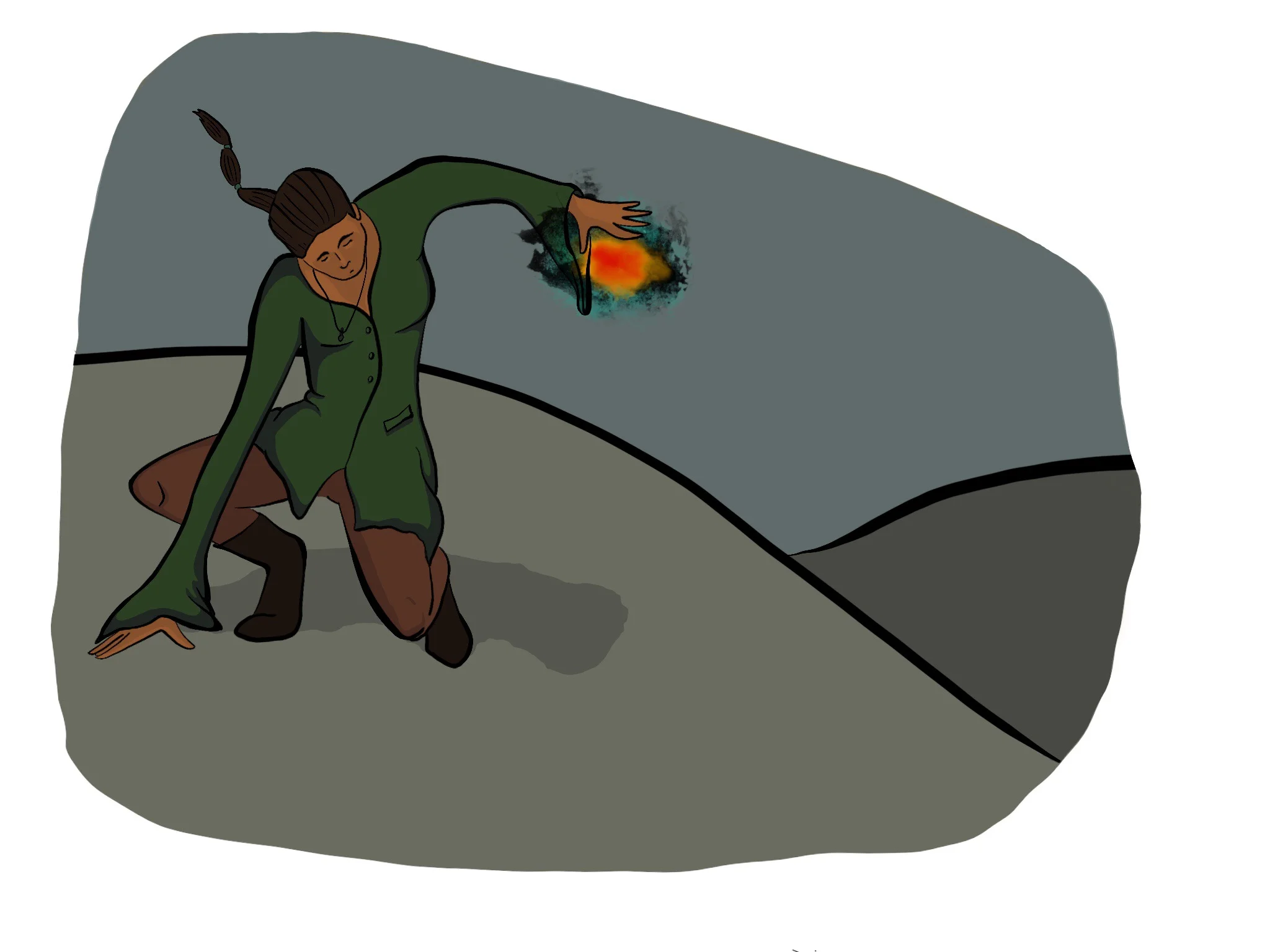 Image: She spread her fingers and aimed her palm at the ground. 
