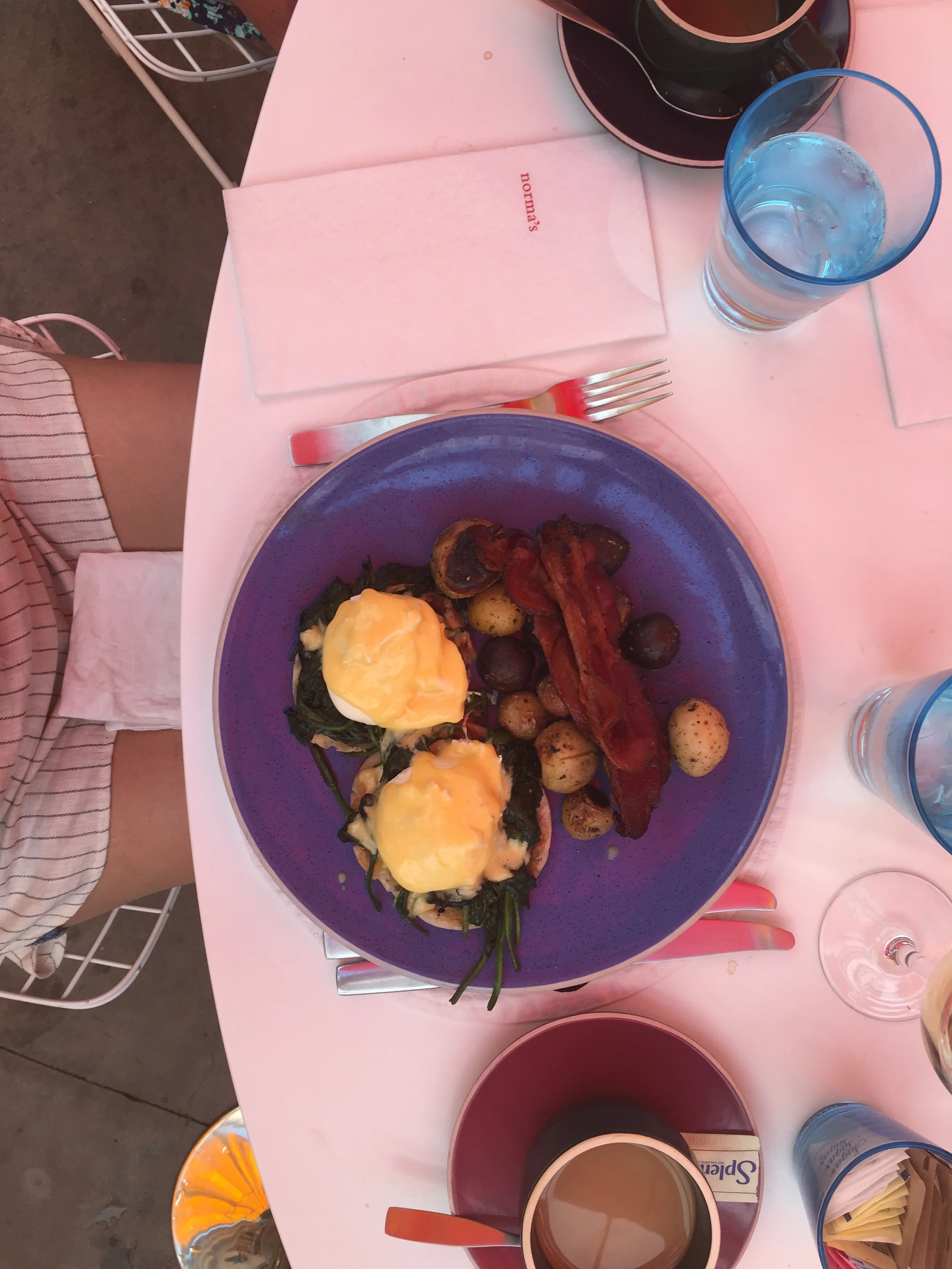 Clearly I'm not a fan of bacon or a good eggs Benedict.... Norma's at the Parker is a total see and be seen type of place.. Make sure you dress to the nines for brunch ! Also make sure whatever your wearing is sweat proof... The desert heat is a bit much!