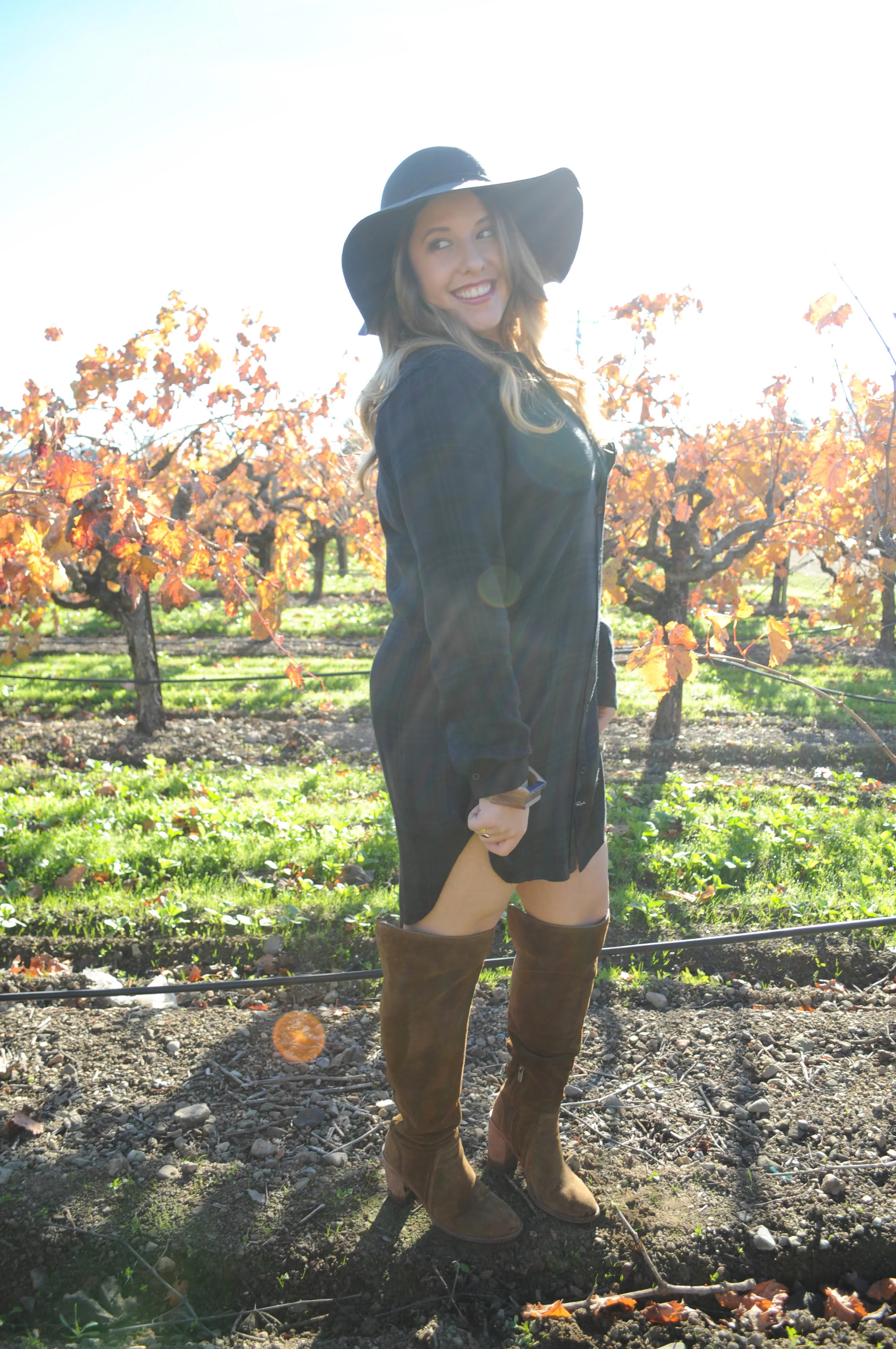 Details// Tay & Grace, Rails flannel tunic, Vince Camuto OTK Boots, Tart hat, Michael Stars scarf, Olive and Poppy Jewels. 