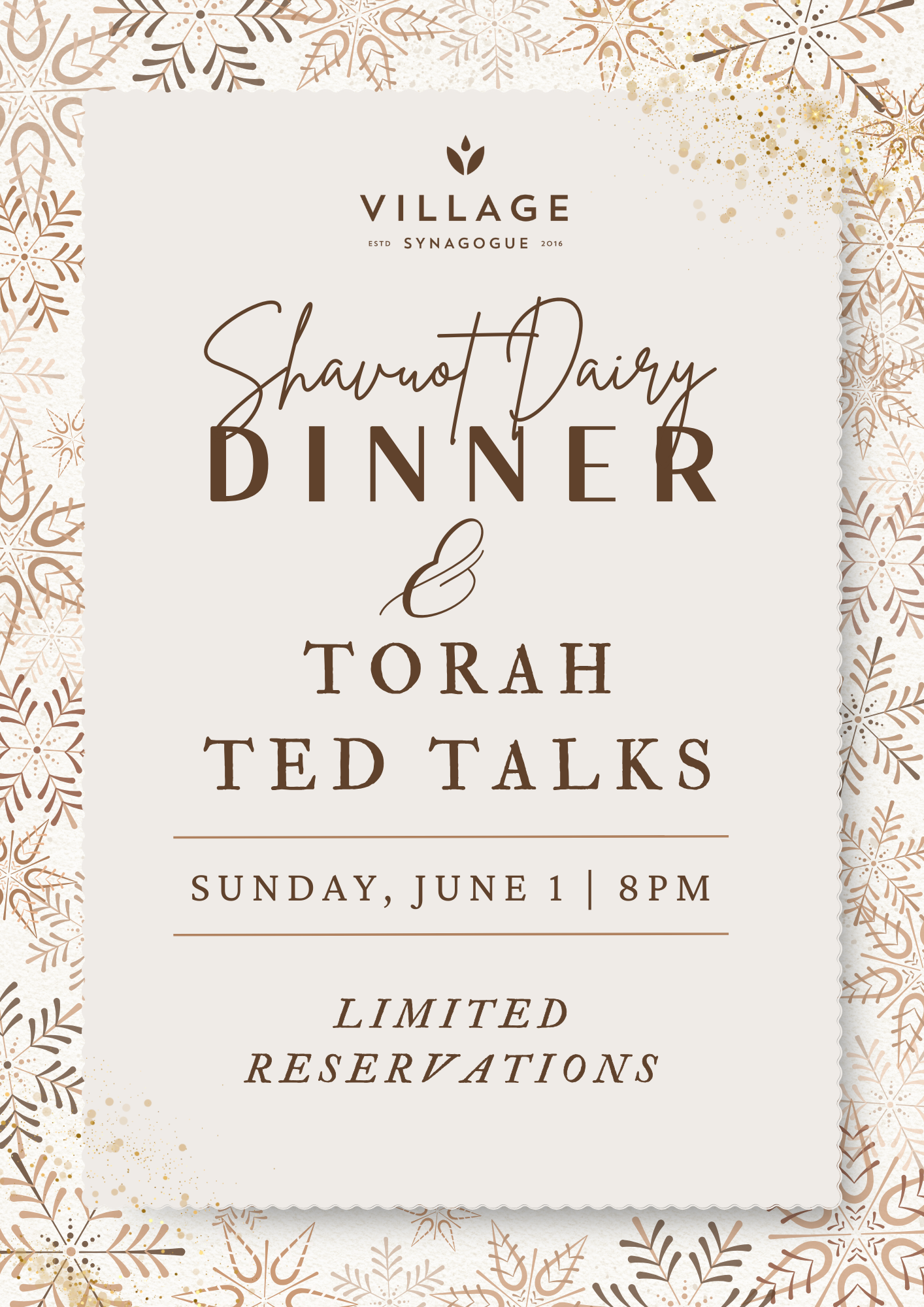 Shavuot Dairy Dinner & Torah Ted Talks