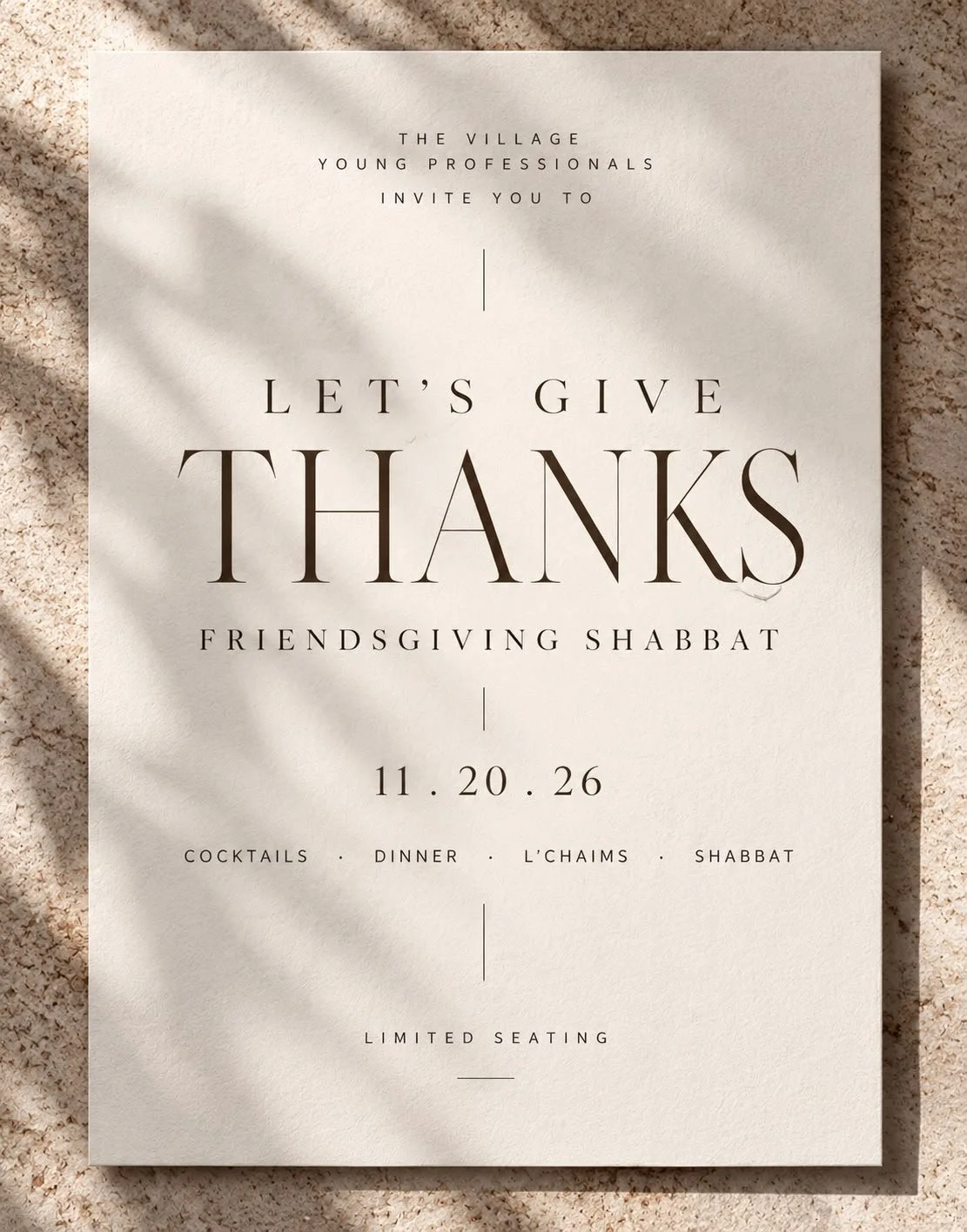 Let’s Give Thanks - Friendsgiving Shabbat (Sponsorship)