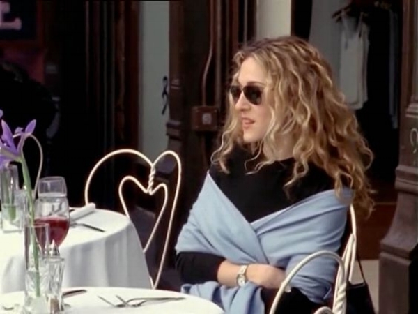 portrait of the artist as a hip, successful, grown-up lady person comfortable in their own skin. j/k, that is Carrie from SATC. but we both have curly hair. so.