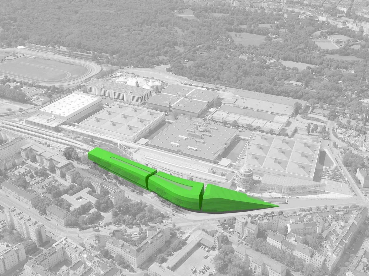   „…strömungskörper im straßenfluss…“   die vorgeschlagene bebauung besteht aus 3 baukörpern, die durch sichtkeile voneinander getrennt sind. die durchblicke in beiden richtungen machen neugierig. aus der straßenebene hebt sich ein markanter kopfbau 