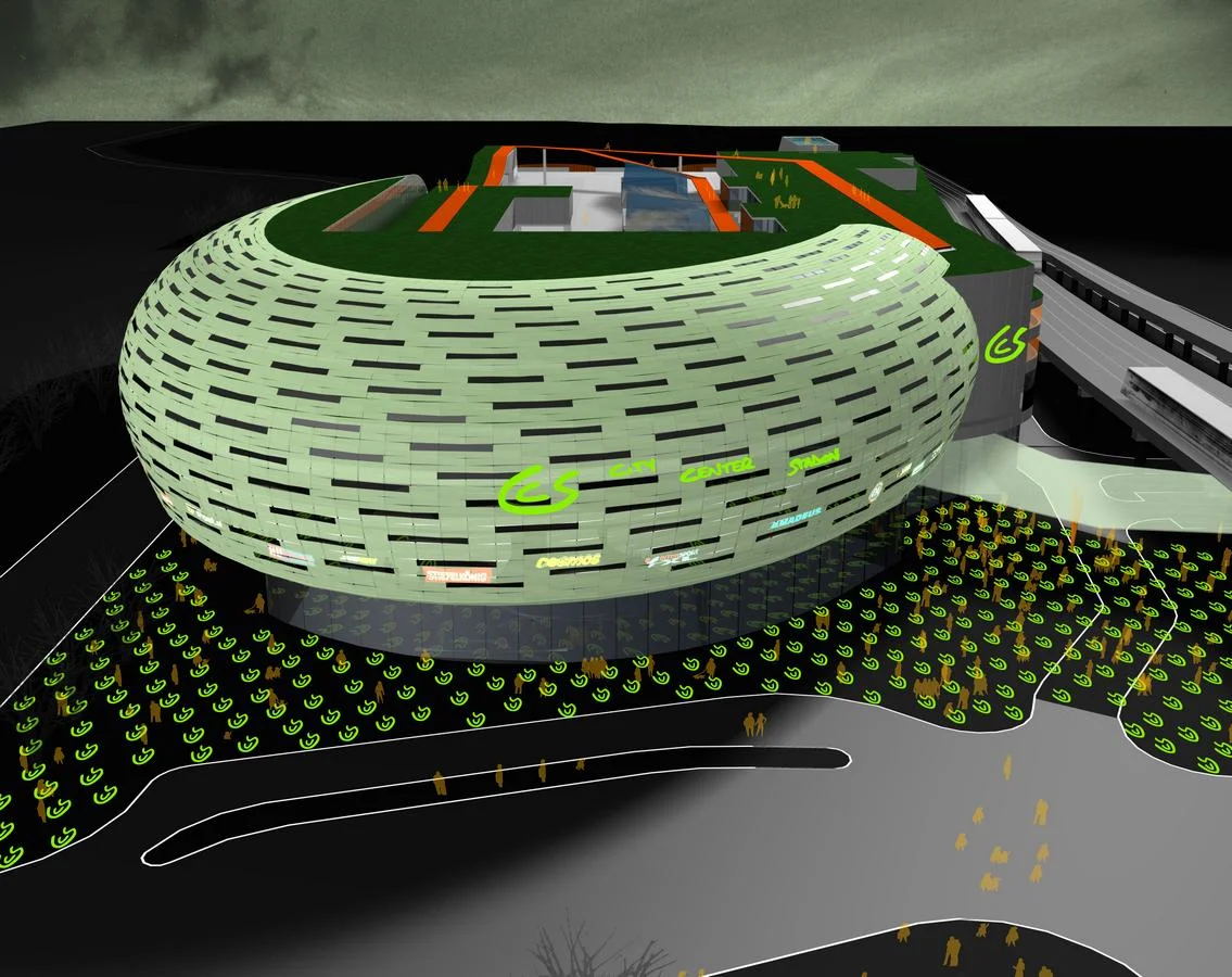 das einkaufscenter im herzen des wiener praters, situiert zwischen zwei sportstätten - dem wiener praterstadion und dem ferry dusika stadion, als veranstaltungsort für internationale sportveranstaltungen, insbesondere die fußball europameisterschaft 2008. ziel der fassadengestaltung ist der transport des bildes einer modernen, innovativen weltstadt.
