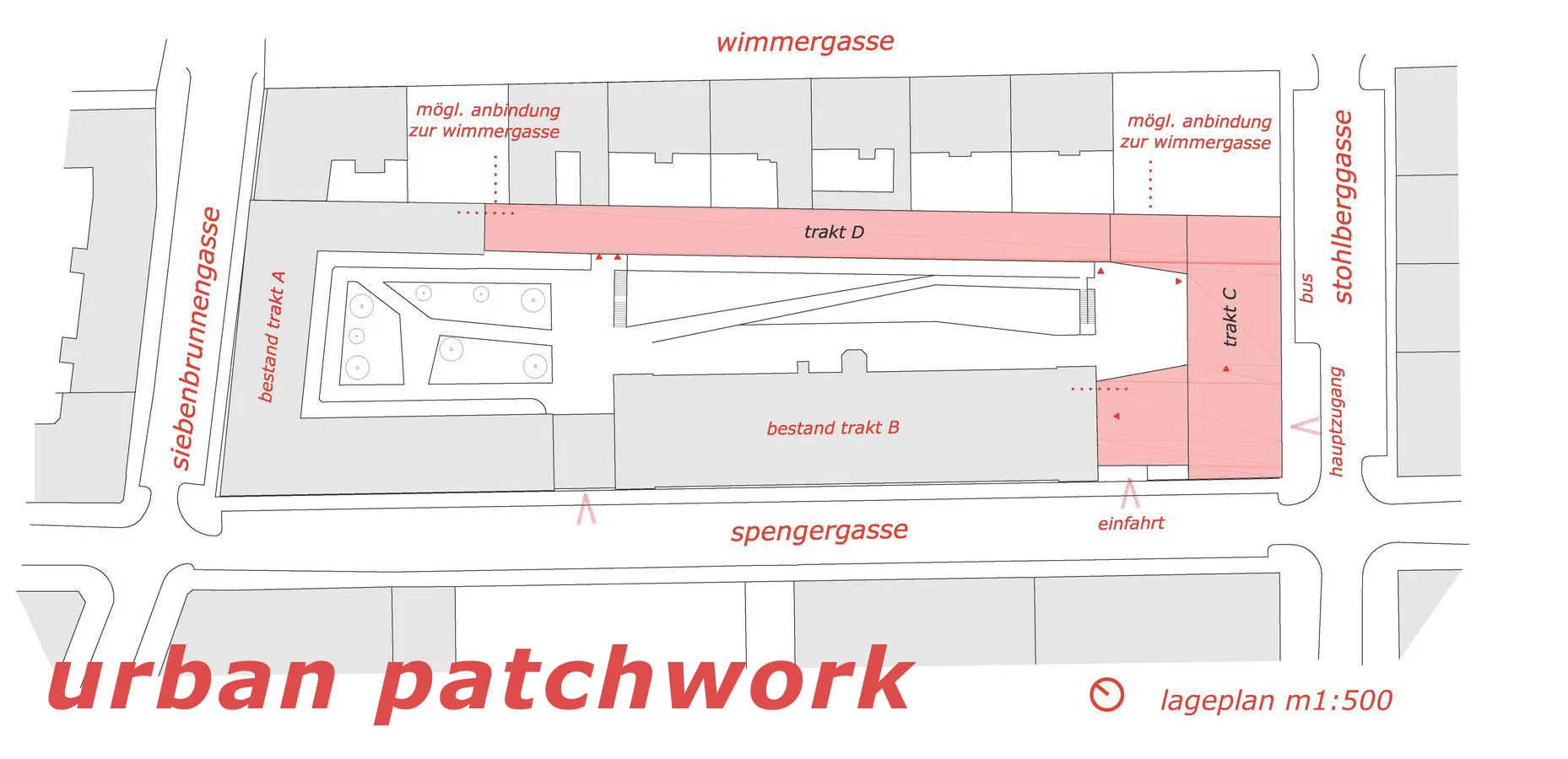   urban patchwork _ „die spengergasse“ ein teil städtische vielfalt: &nbsp; das quartier zwischen siebenbrunnengasse und wiedner hauptstrasse, geprägt von einer gleichförmigen gründerzeitlichen blockrandbebauung, läßt in seiner momentanen gestaltung 
