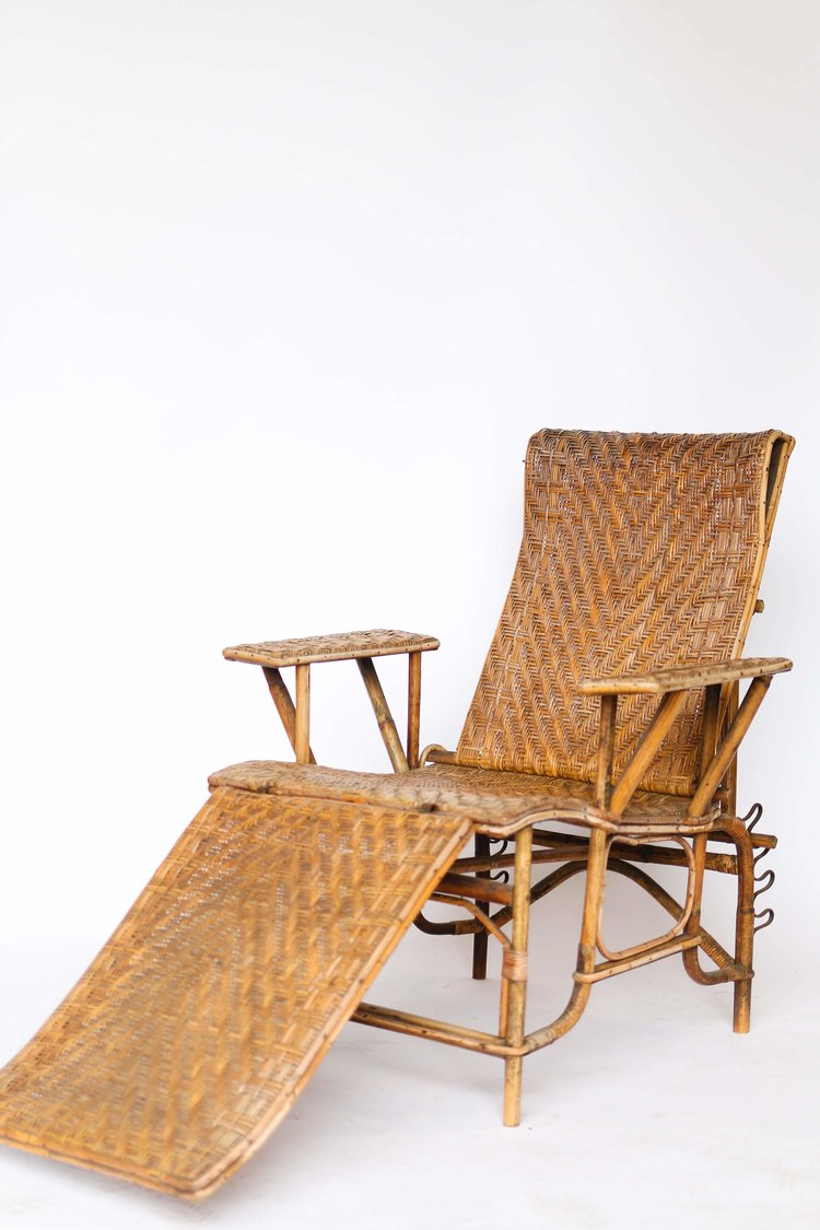 French Rattan Deck Lounger Sold Jason Arnold Interiors