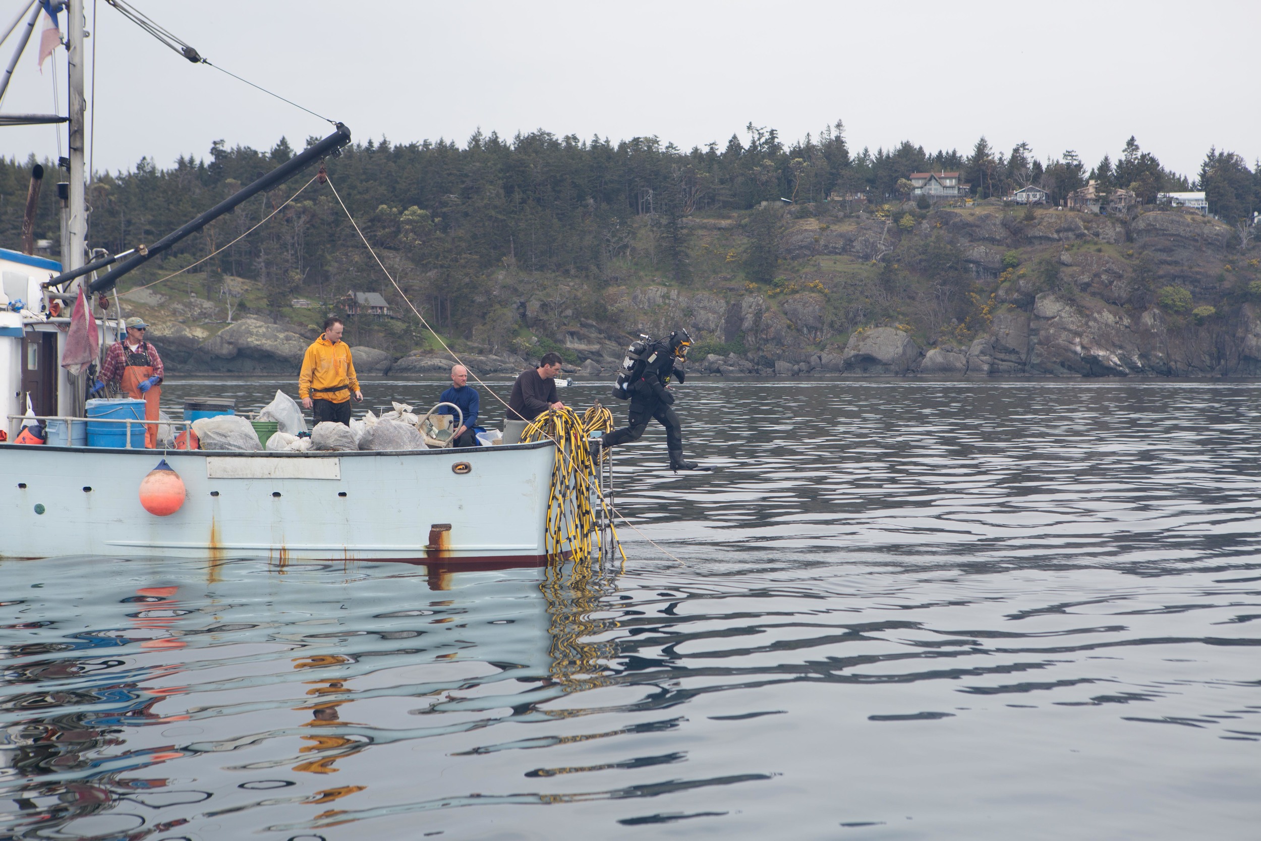  Diver heading down to get to work 