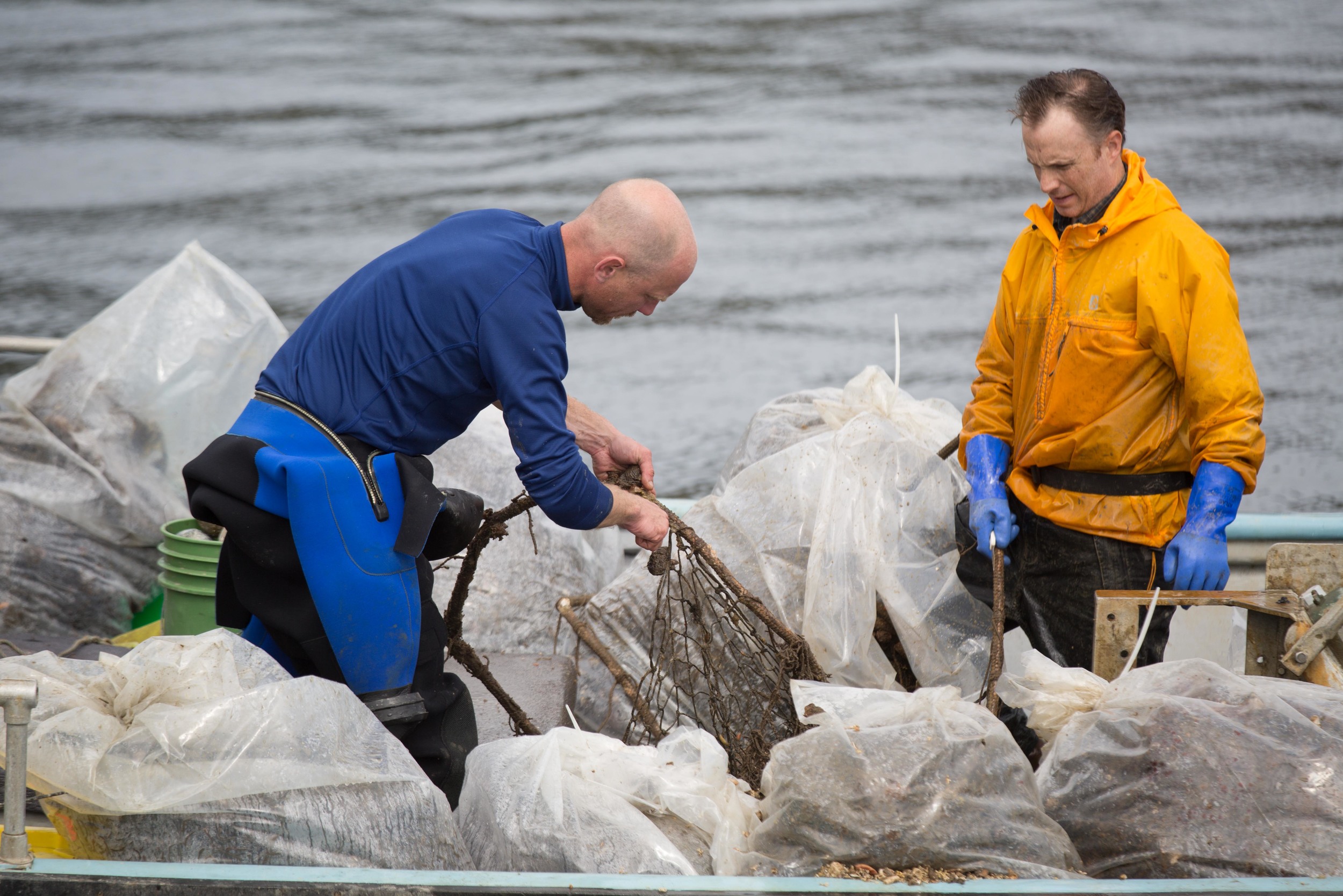  Preparing the recovered net to be transferred to Steveston Harbour 