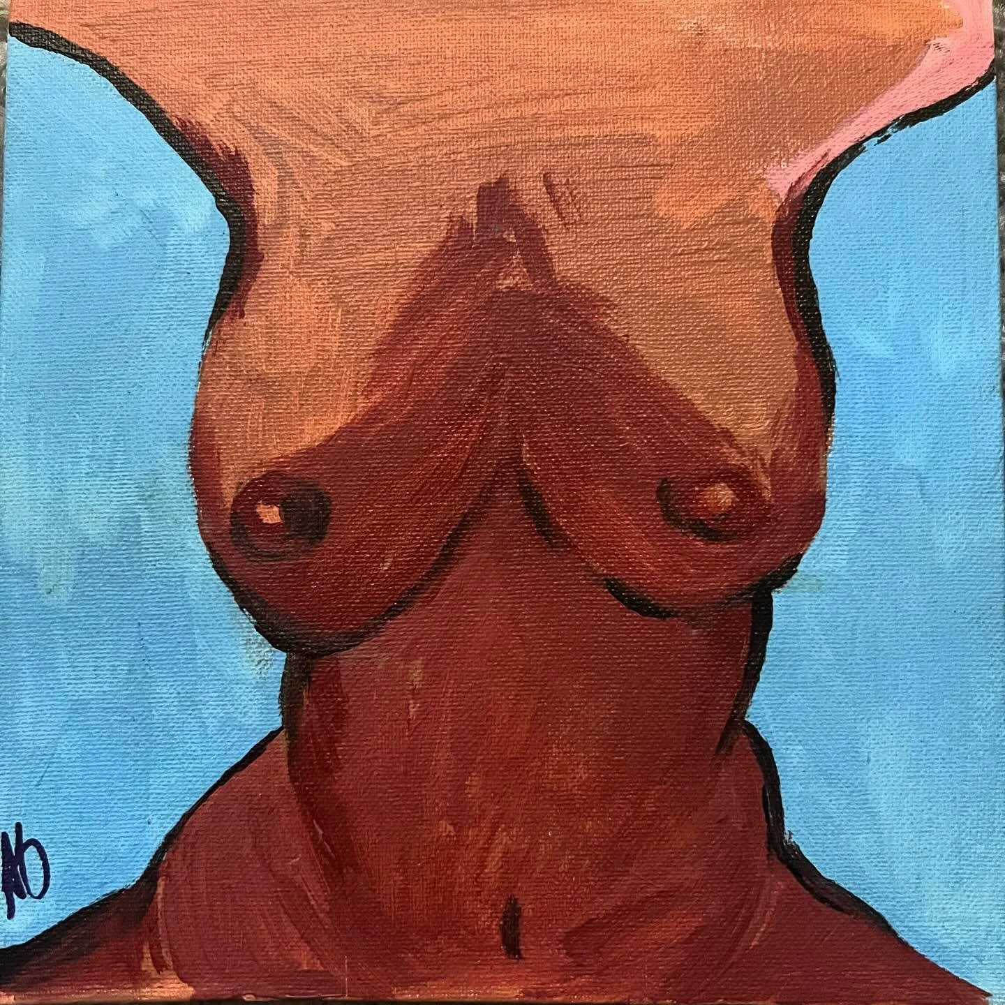 selfie, 8&rdquo; x 8&rdquo;, acrylic on canvas board 📸
