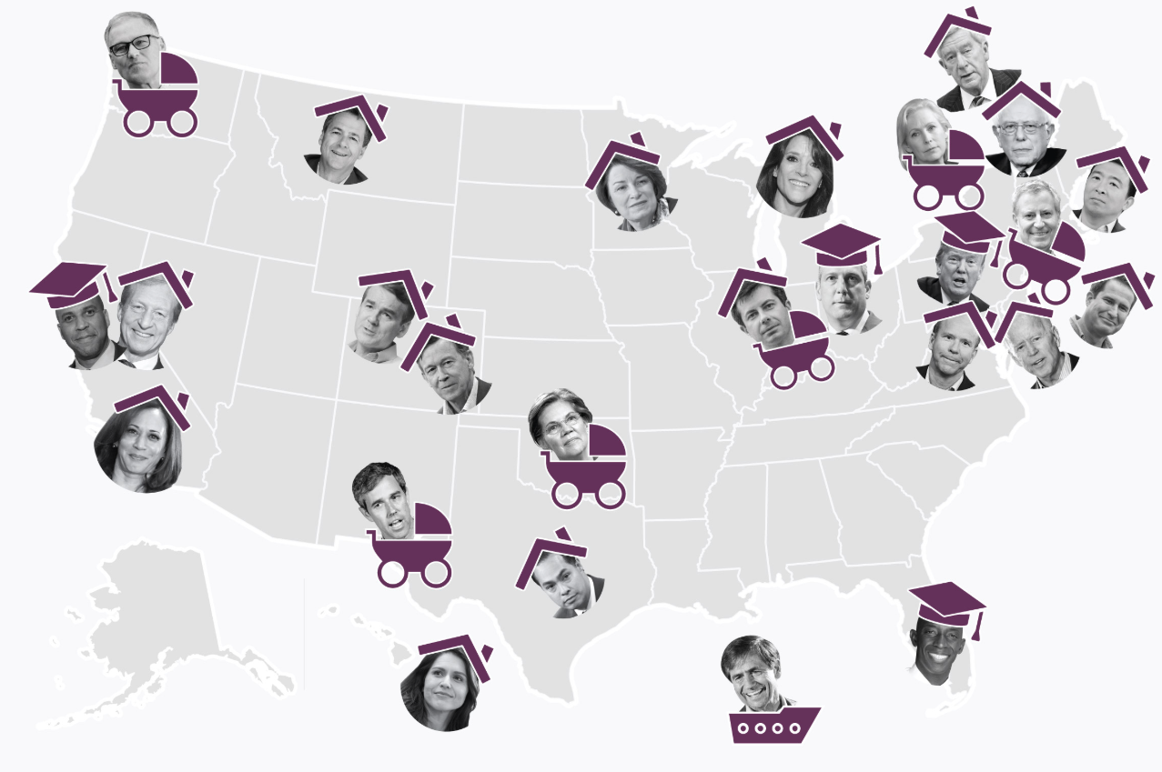 Where all the 2020 presidential candidates have lived — and where none have