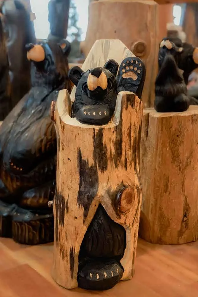 Bear in Log Original Carving