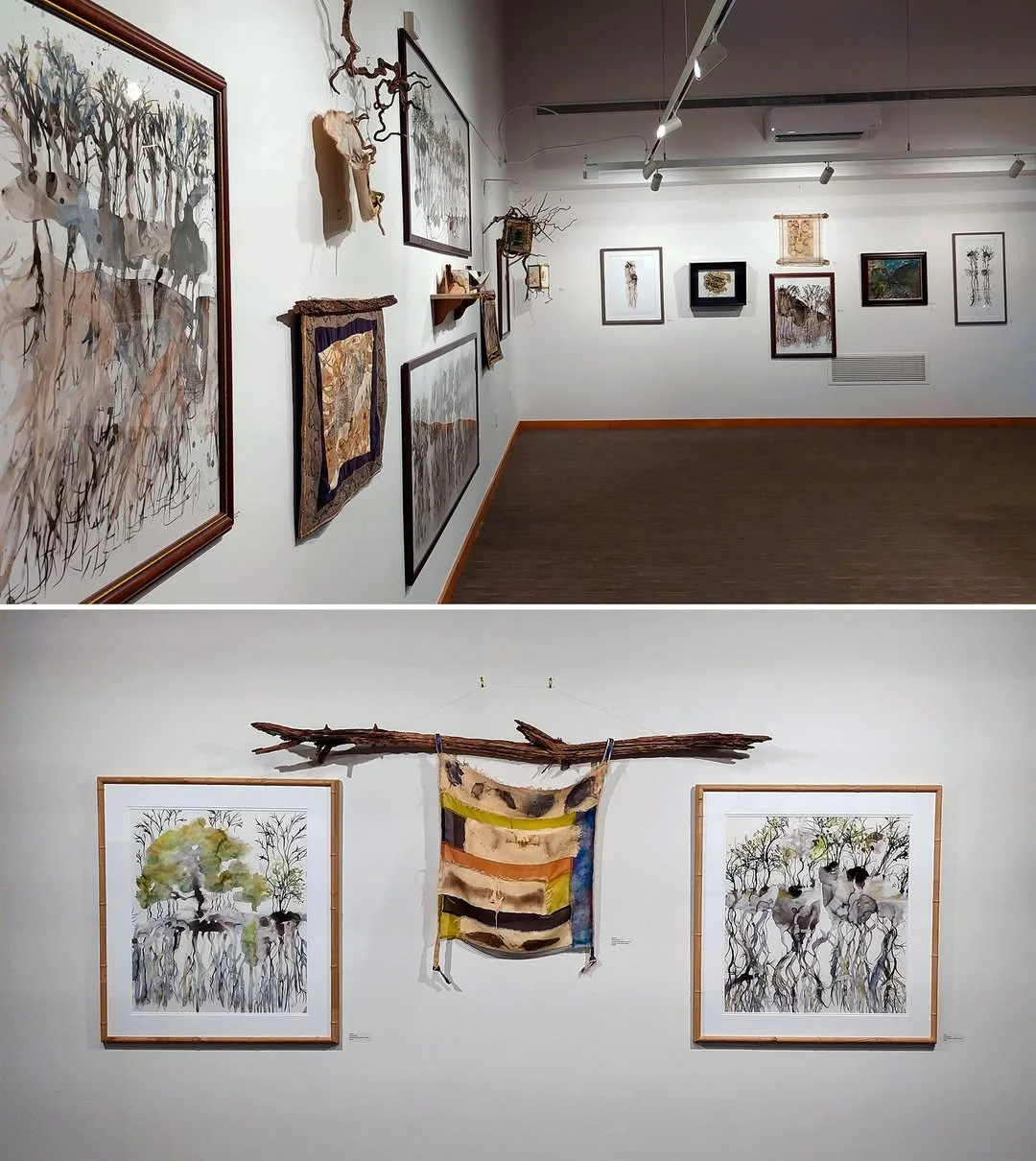 Installation views of "This Little Glade," Mixed Media Works by Irene Pantelis and Rhonda Luckey, Adkins Arboretum, Ridgely, Maryland, November 4, 2025-January 2, 2026