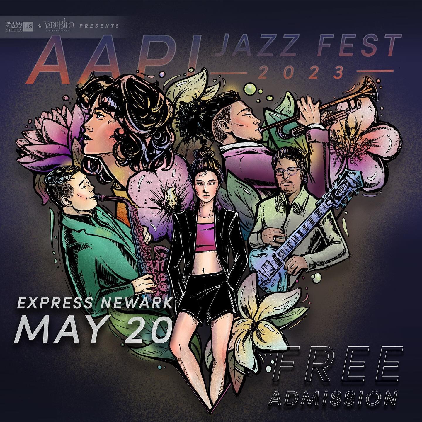This poster was simply too beautiful not to post. 🥹 The extraordinarily talented @sketch.bites has promised me washboard eight-pack abs on the next one so life pretty much can&rsquo;t get better. 🫠

AAPI Jazz Fest is coming up in three days and I a