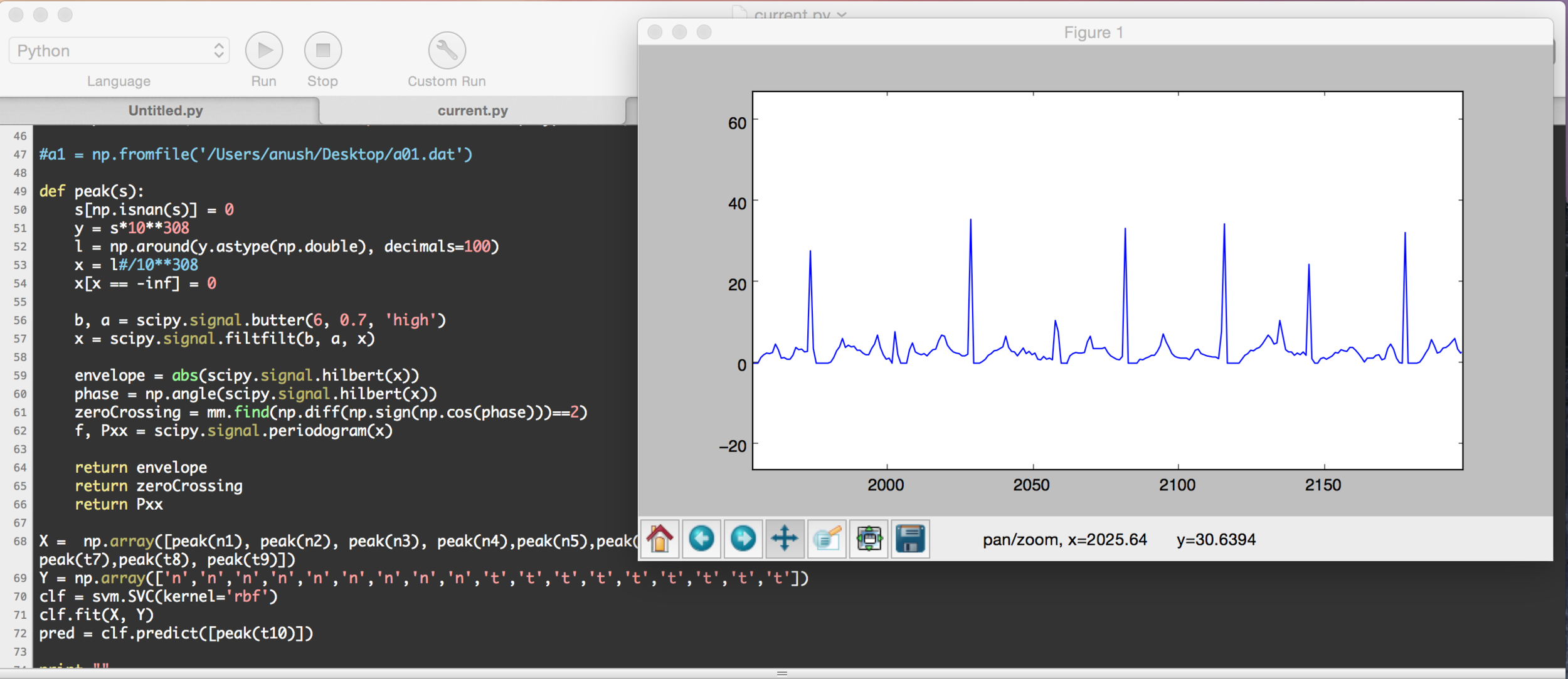 Figure 9: Sample Code from the Classifier Algorithm