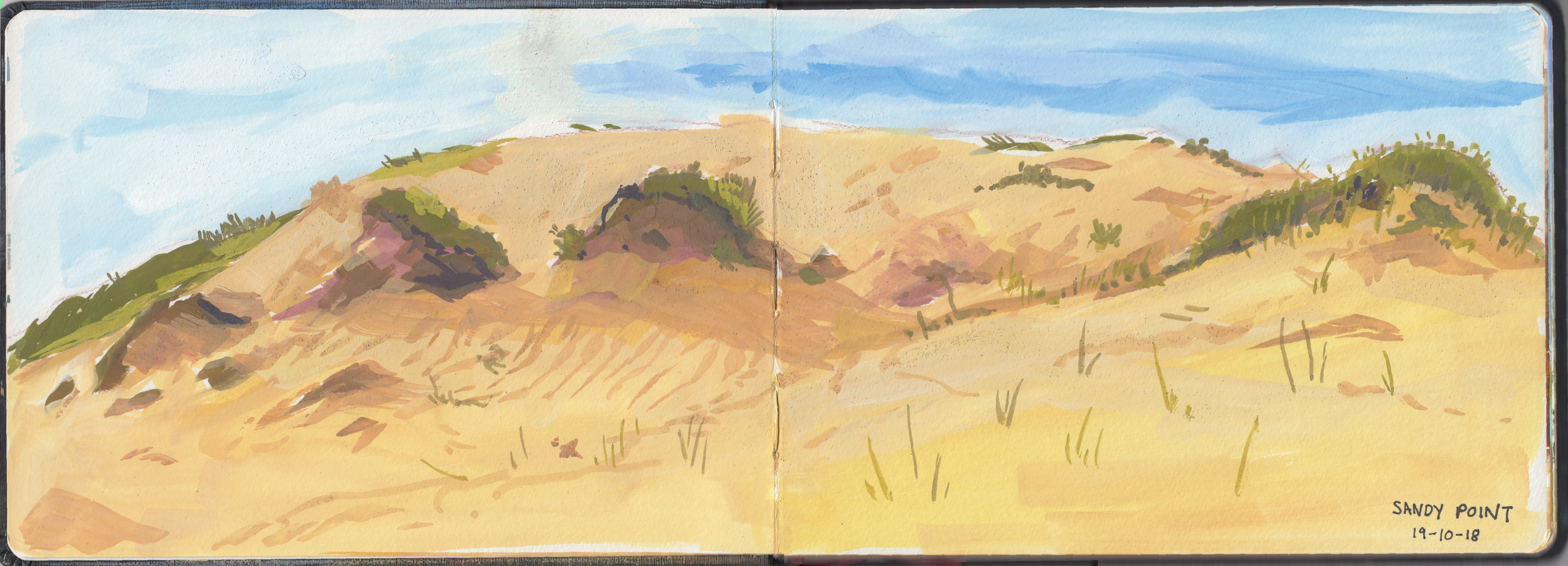 Sandy Point, Victoria. Not far from Wilsons Promontory. We sat in the sand dunes.