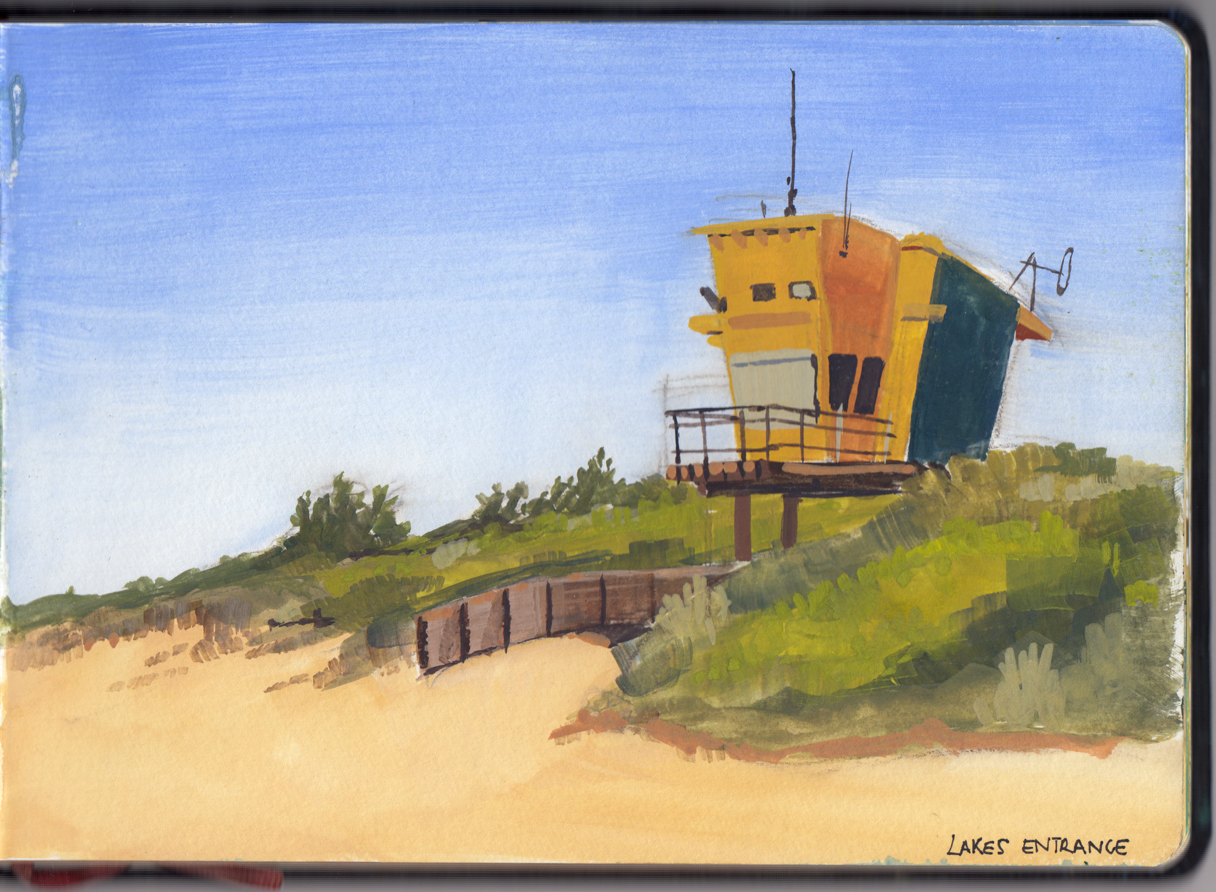 Lake Entrance. The first stop on our drive from Melbourne to Sydney along the coast. Lakes Entrance marls the beginning of 90 Mile Beach, Victoria. I thought the lifeguard hut would make an interesting study.