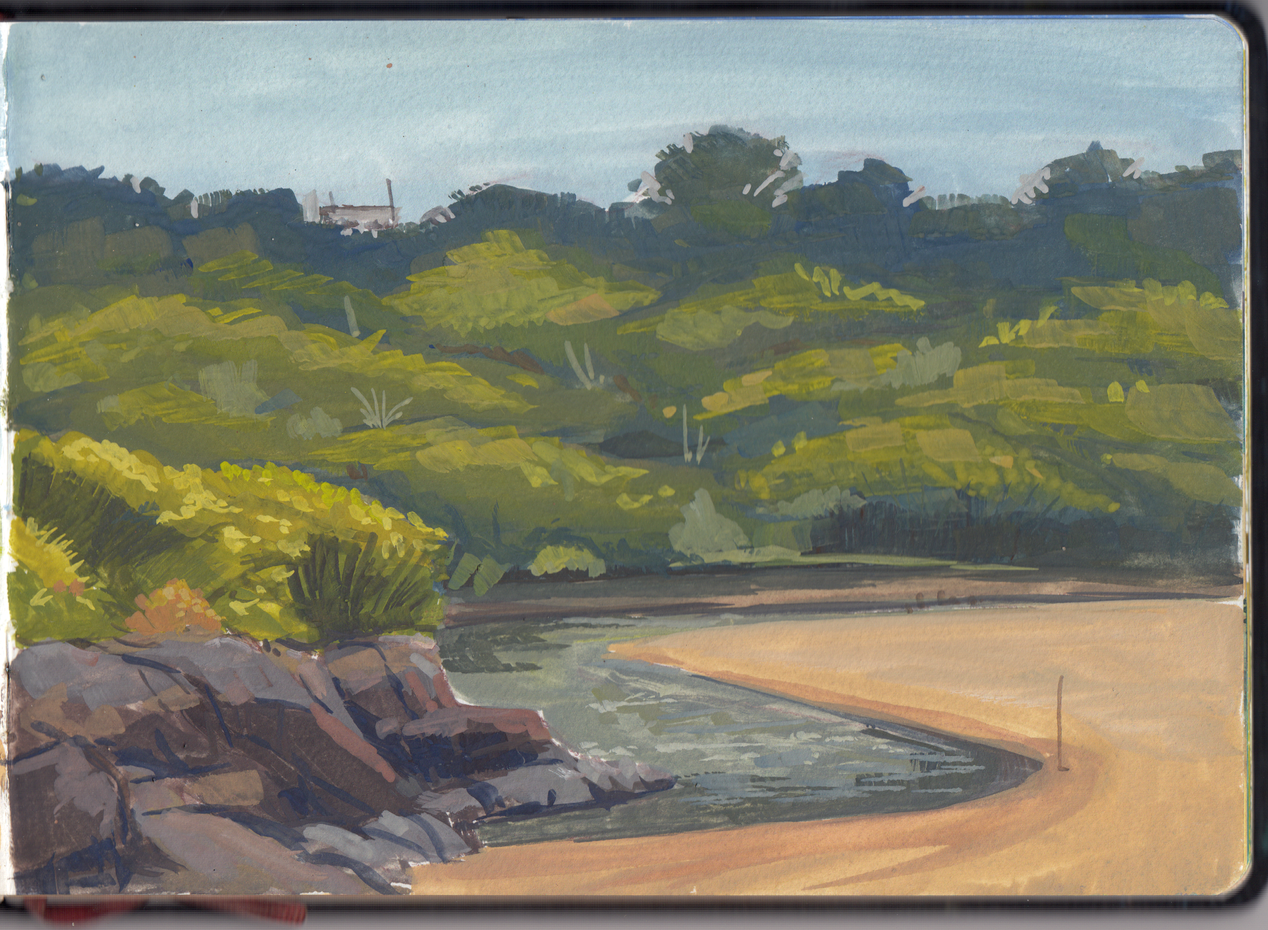 Short Point, Merimbula. Again. This is the opposite view from the previous painting, where the trapped sea water has created a pond or small lake. This might be my favourite painting from the trip.