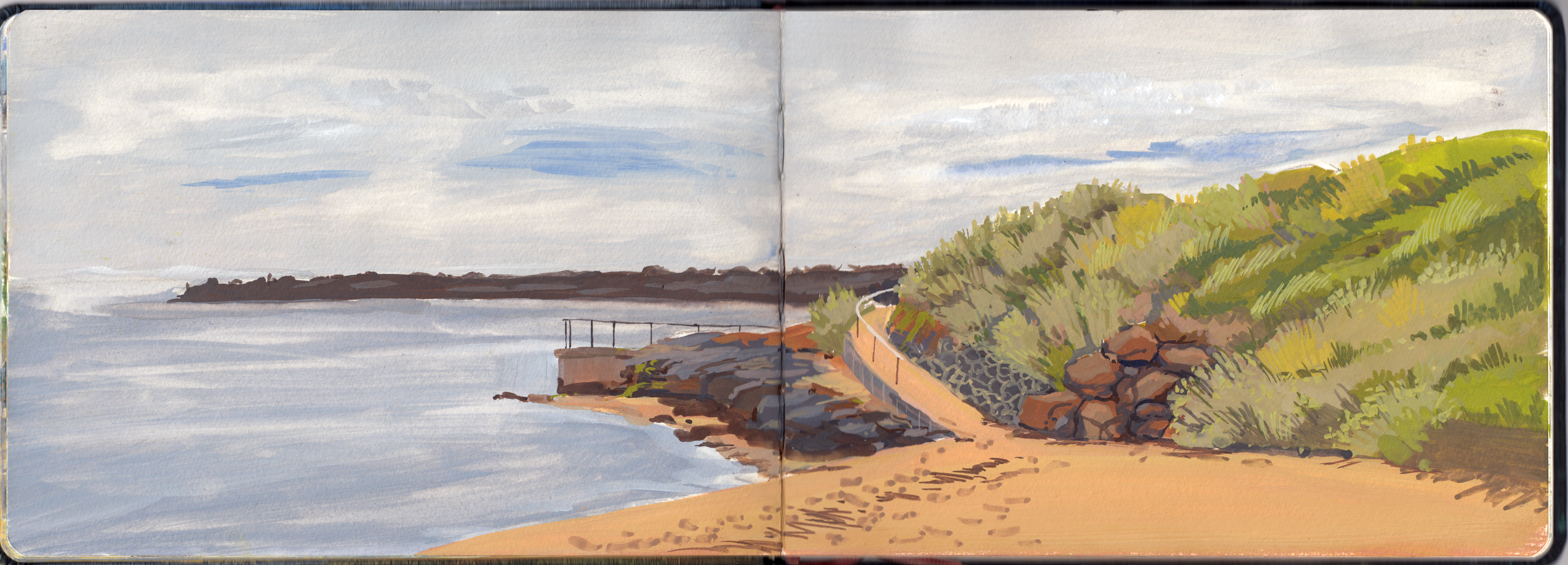 Parkdale Beach. Another suburb of Melbourne, a short walk along the beach from Aspendale. This was painting on one of our last days before flying home.