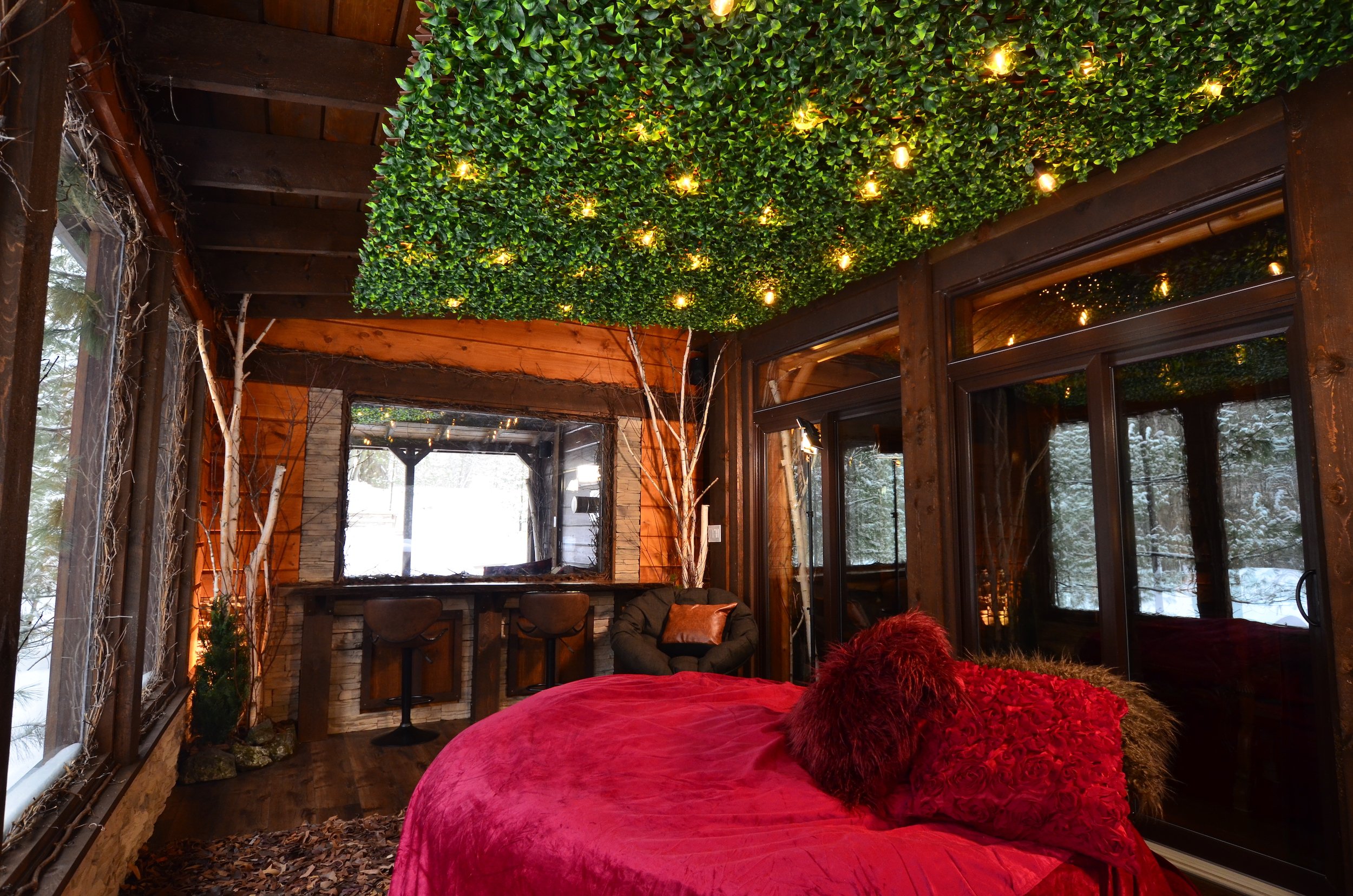 Romantic solarium at the best private getaway in Ontario, the Black River Retreat