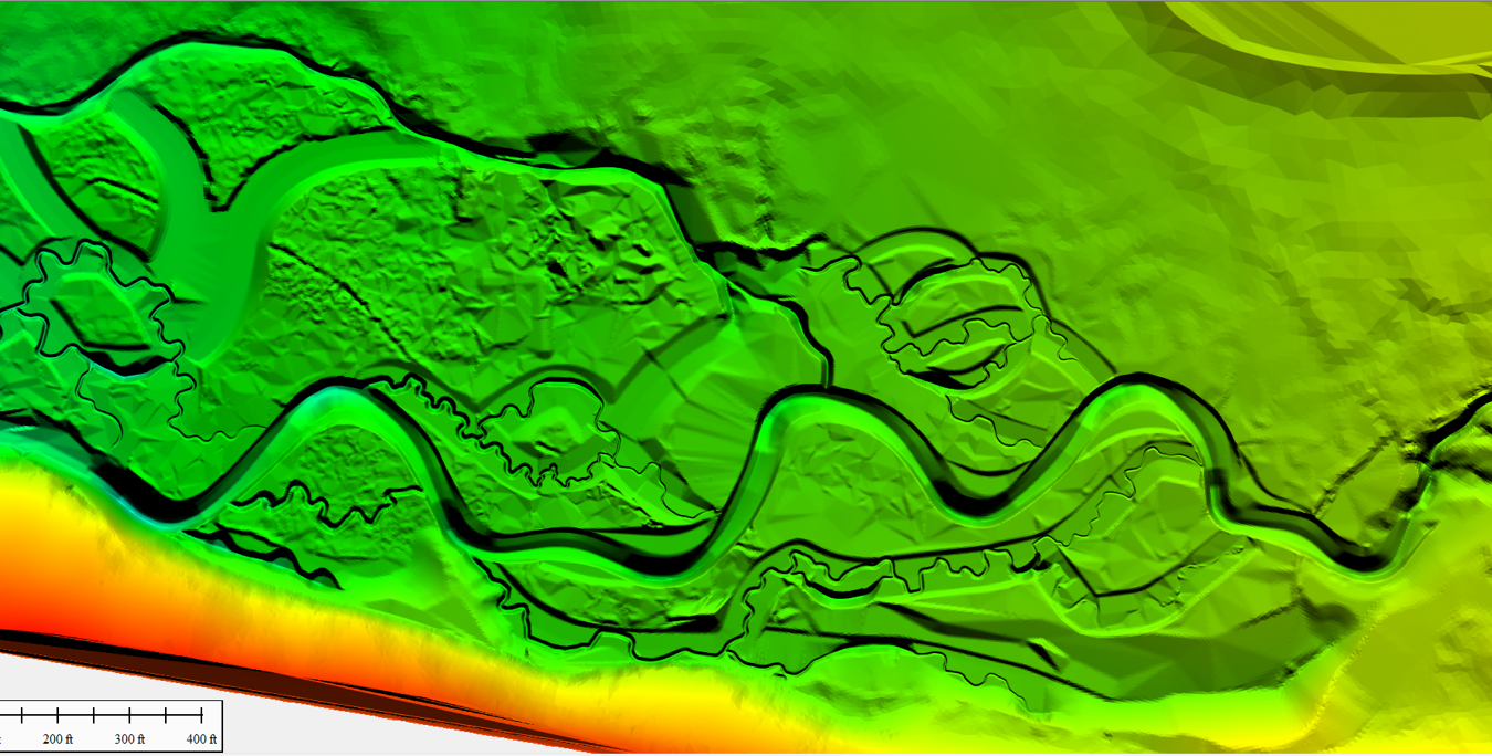  Digital elevation model of constructed channel and swale complexes. 