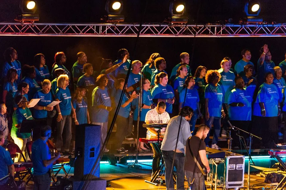 Choir of volunteers from multiple churches. 