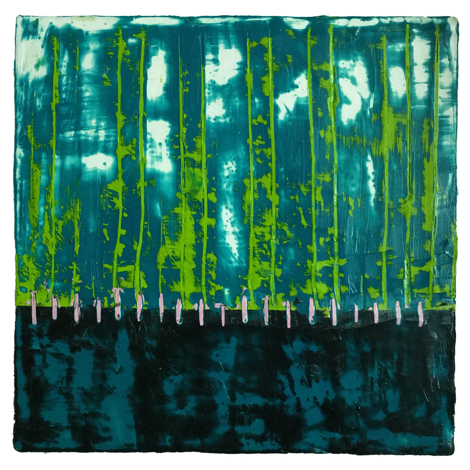 Encaustic number 3 8"X8"