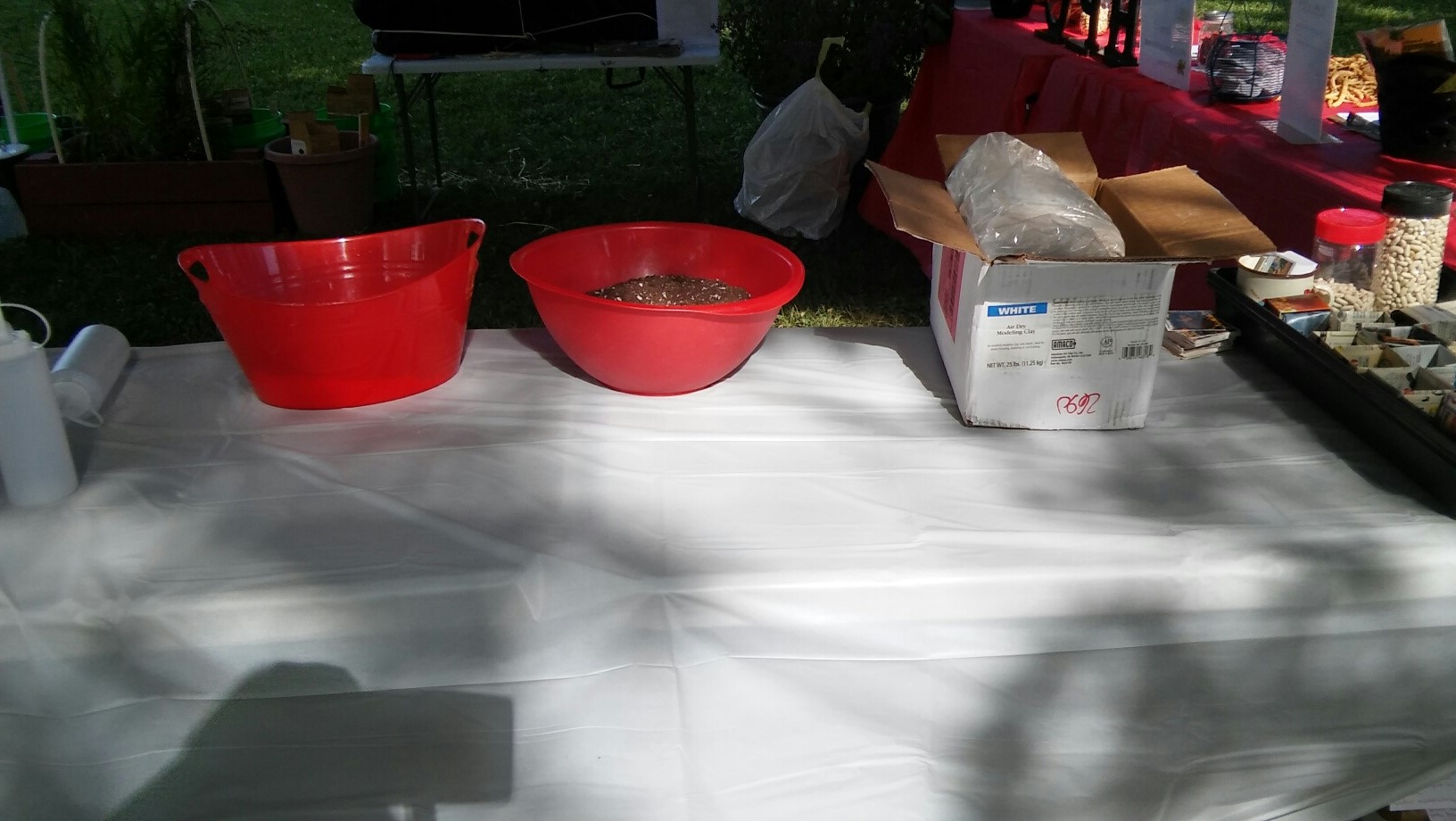 Setting up the seed tape and seed ball demonstration table at The Westgate Summer Jam 2016 - #2.jpg