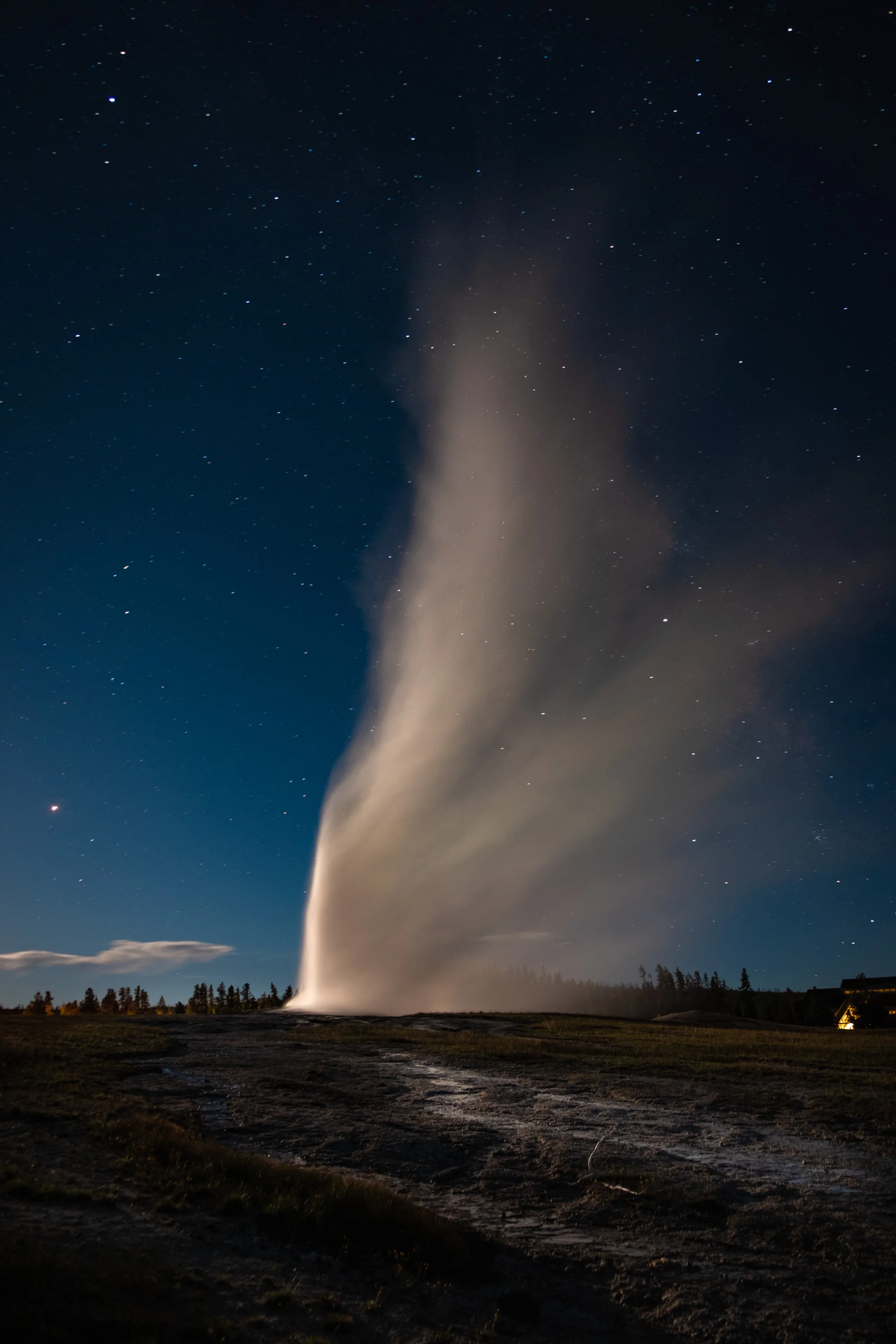 Old Faithful by Moonlight