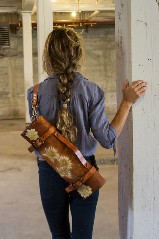 Flowers and Sanskrit custom leather chef roll.jpg
