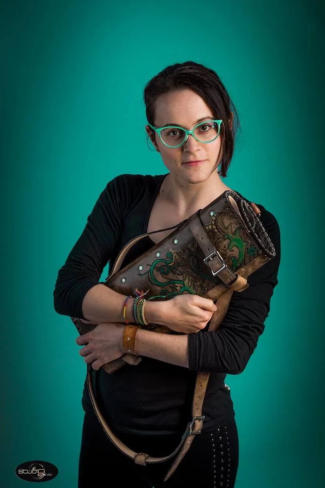 Celebrity chef Anna Chiarini with custom Linny Kenney Knife Roll