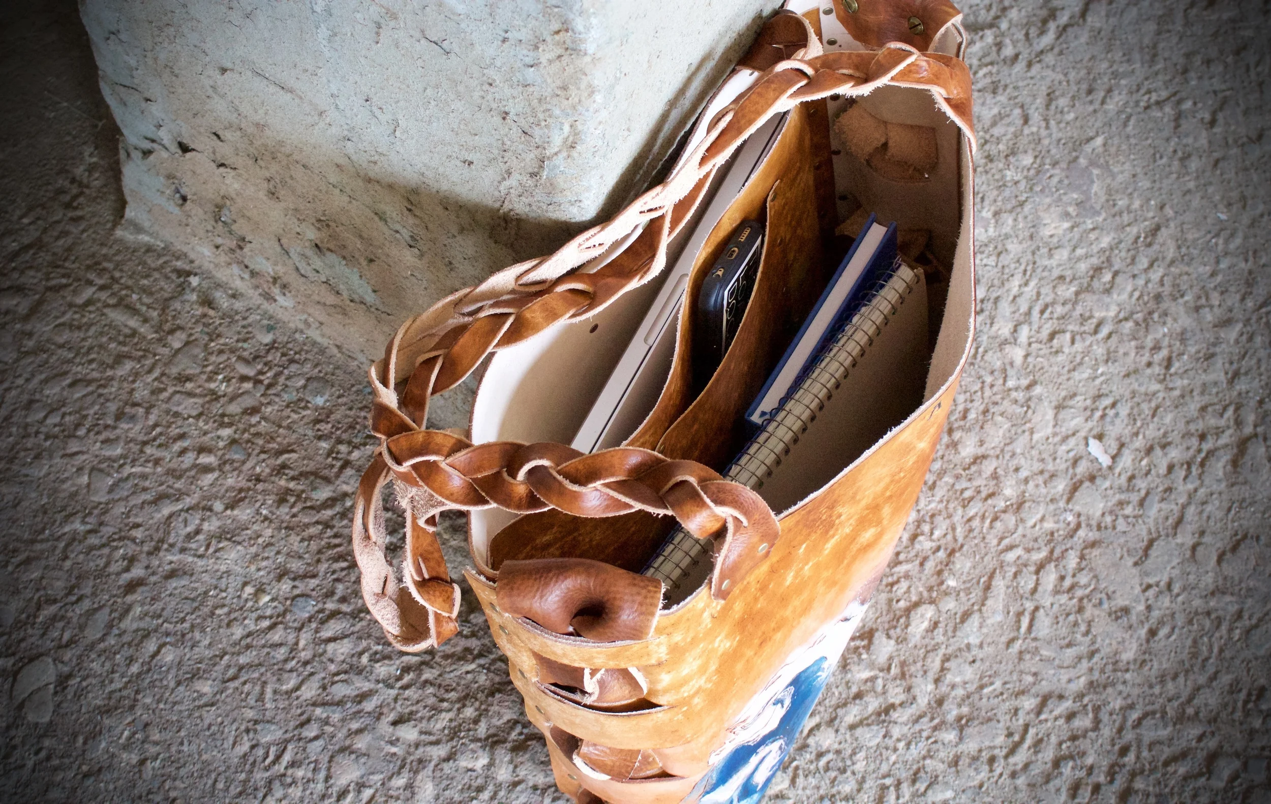 wave space flowers leather tote1.jpg