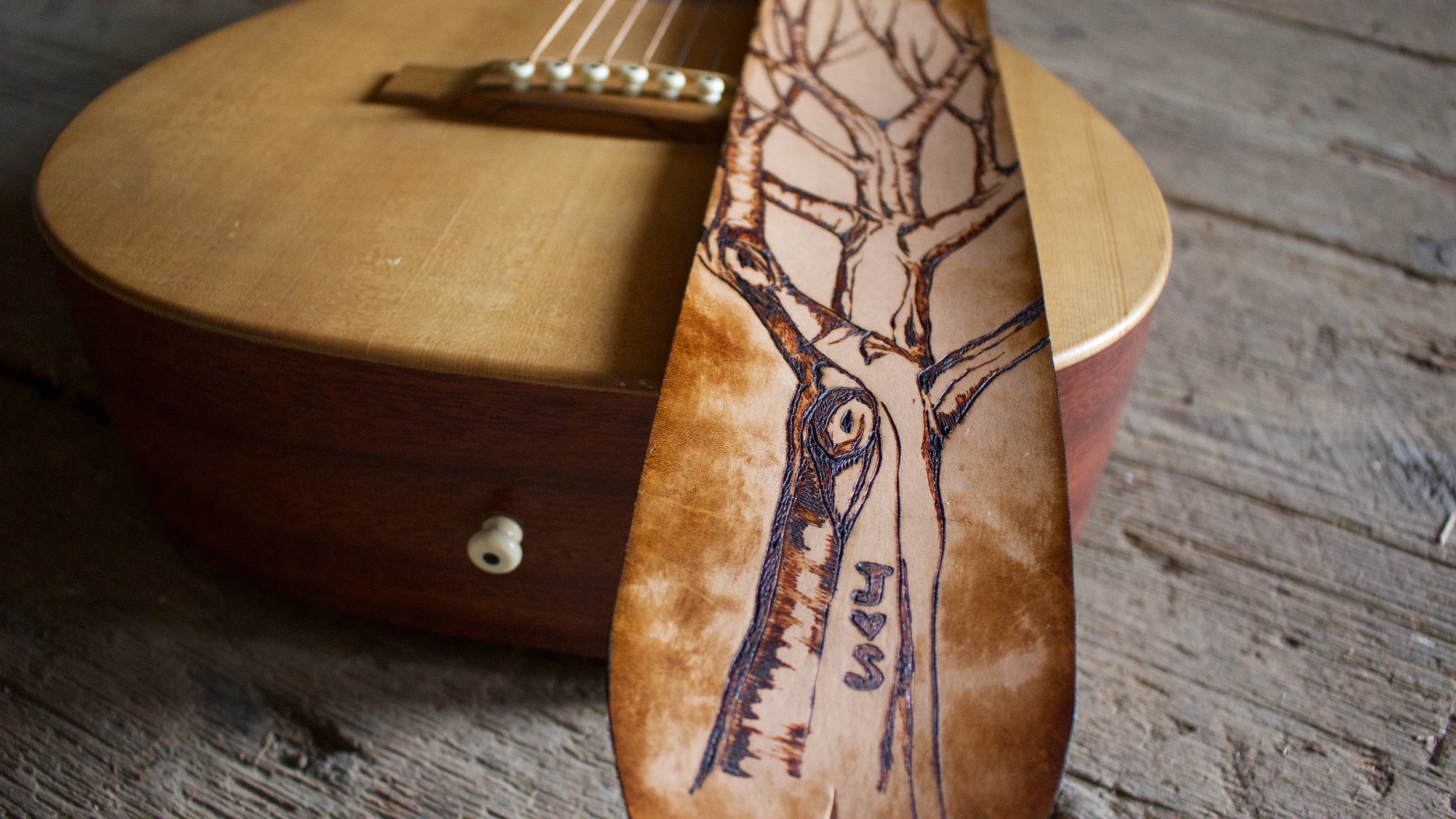 Tree and Aspen Leaves Guitar Strap  4.jpg