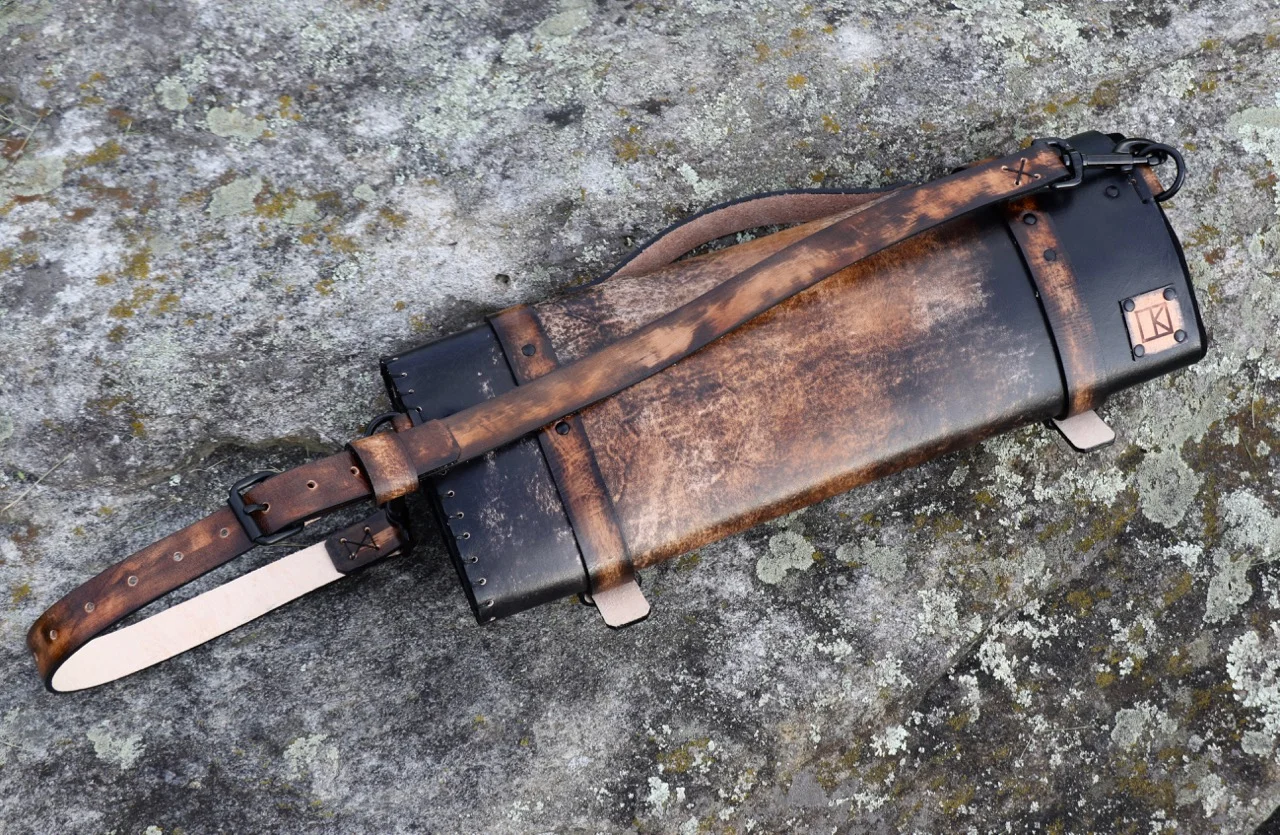 Dark Leather Knife Roll Fox Roll 6.jpg