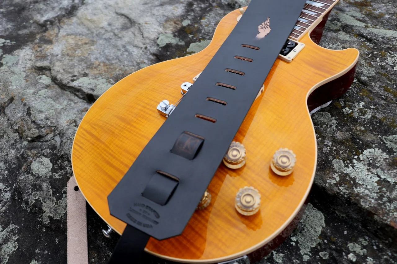 Natural leather guitar strap