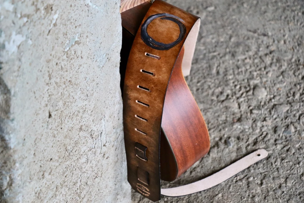 Custom leather guitar strap
