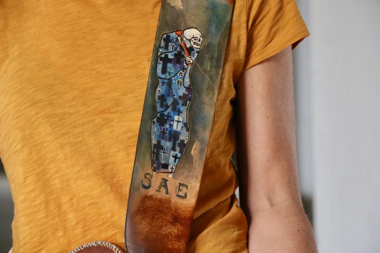 Death and Life Custom Leather Guitar Strap