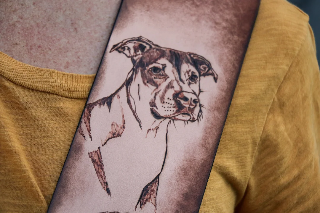 Custom dog portrait guitar strap