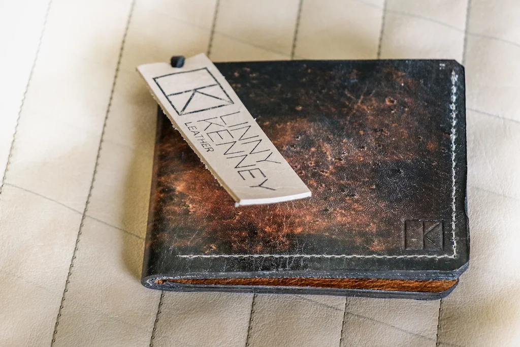 custom leather wallet with inscription
