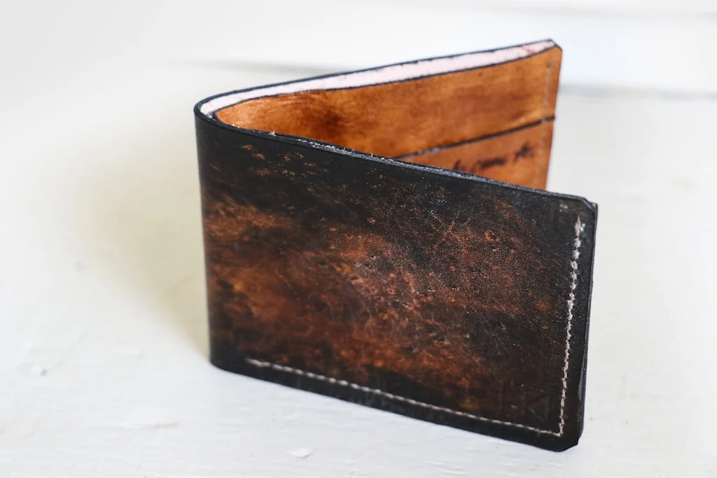 custom leather wallet with inscription