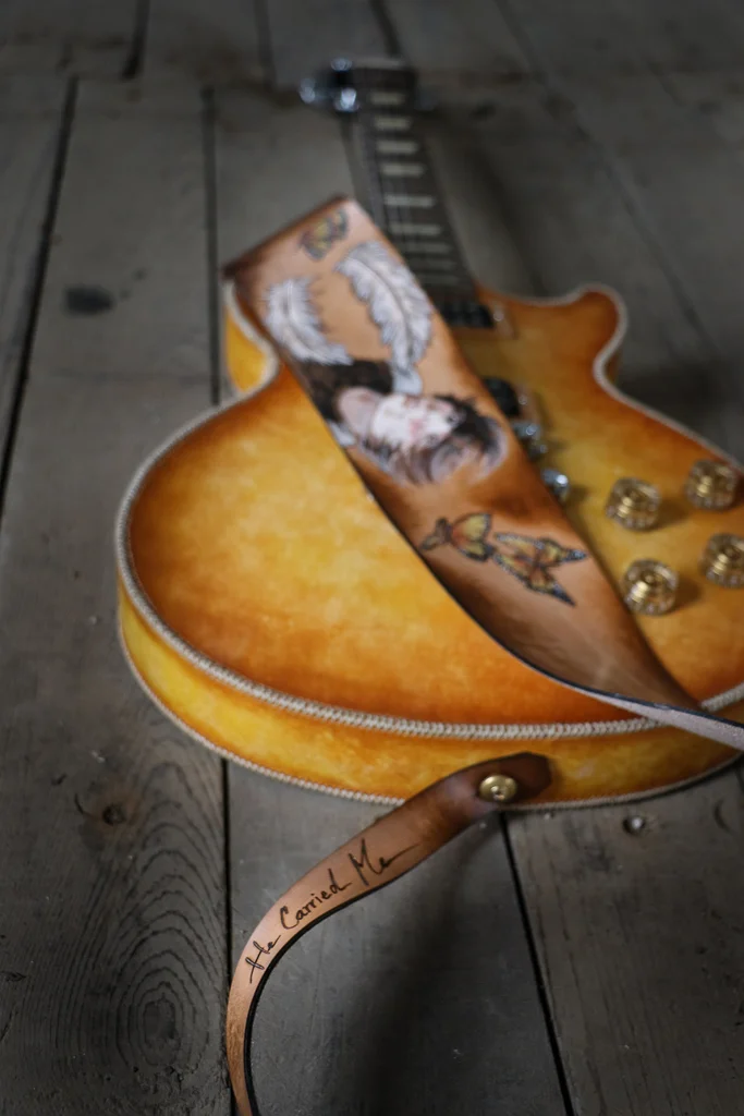 portrait custom guitar strap by Linny Kenney