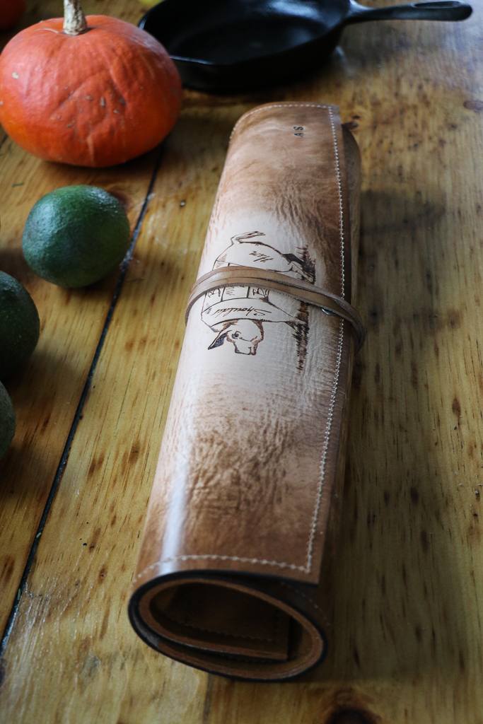 butcher's leather knife wrap 