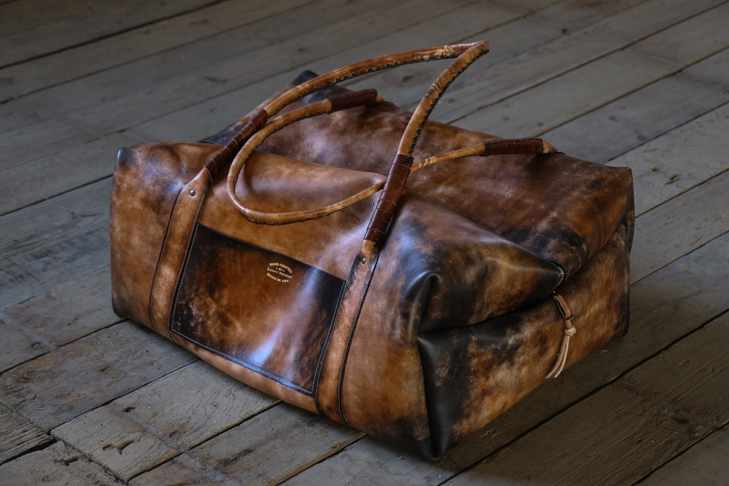 leather bag with art