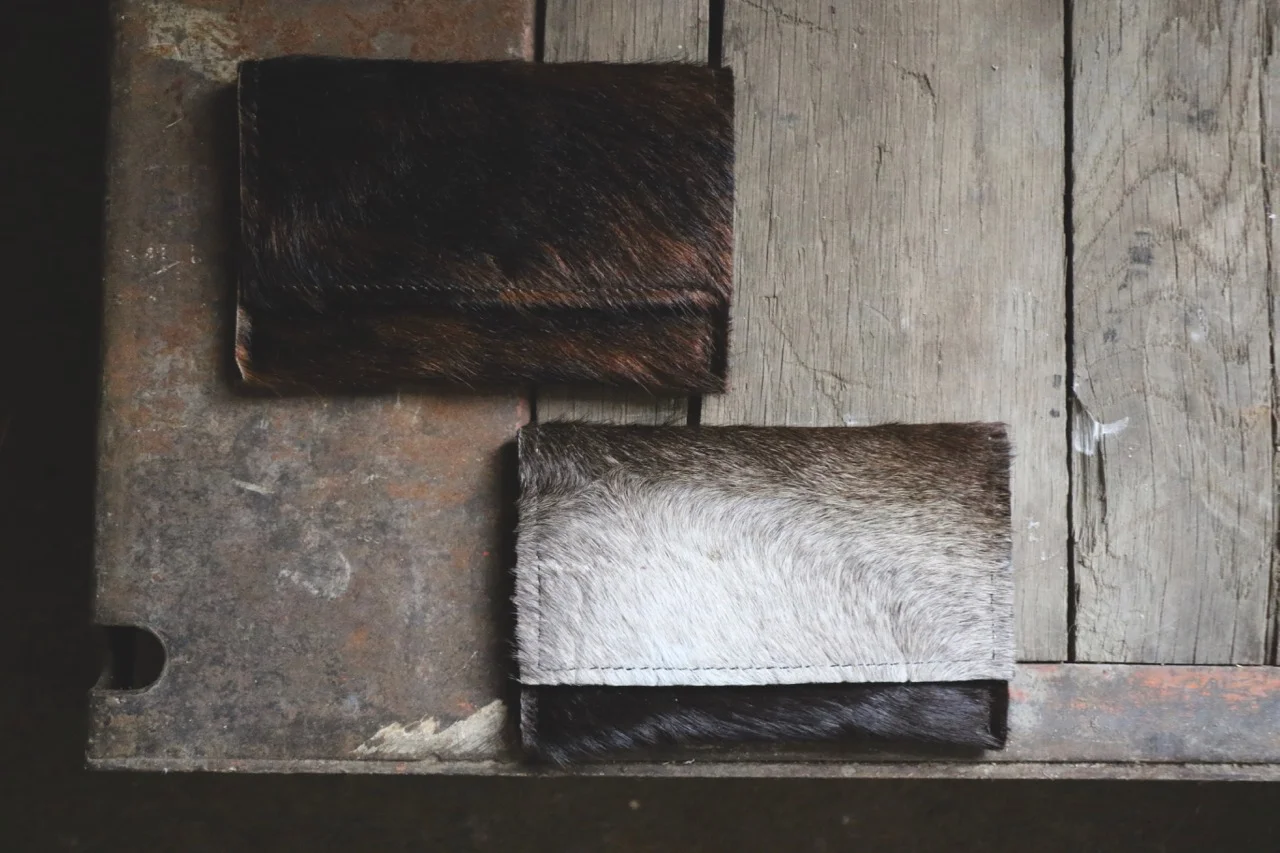 hair-on leather wallet by Linny Kenney