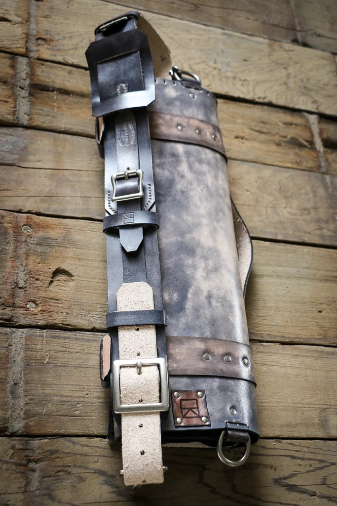 custom knife roll with messenger bag strap