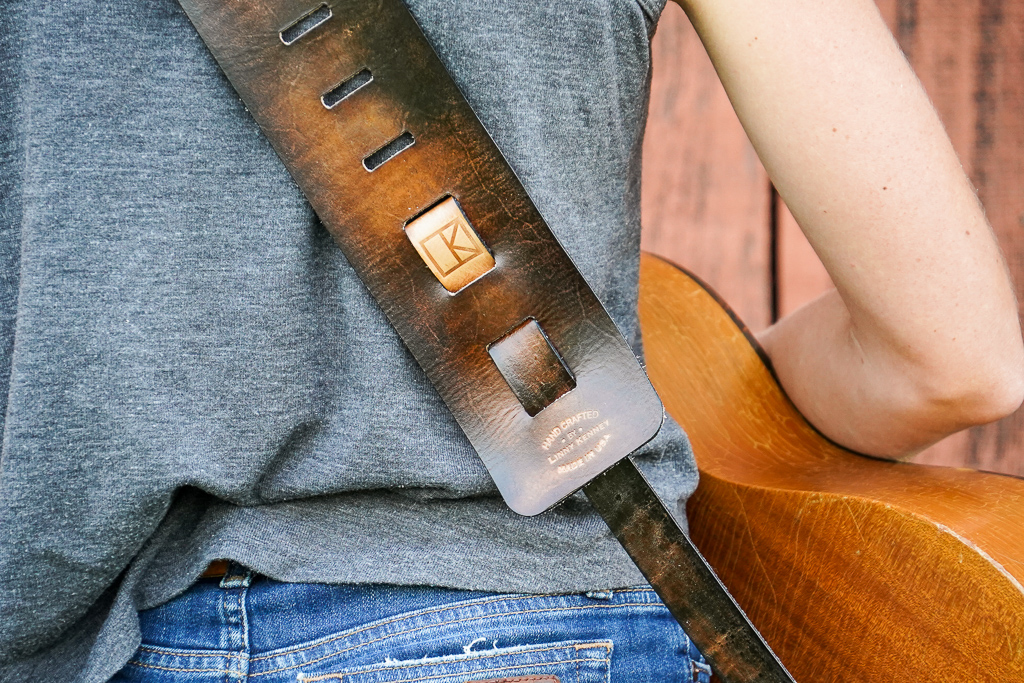 mountain and forest guitar strap by Linny Kenney