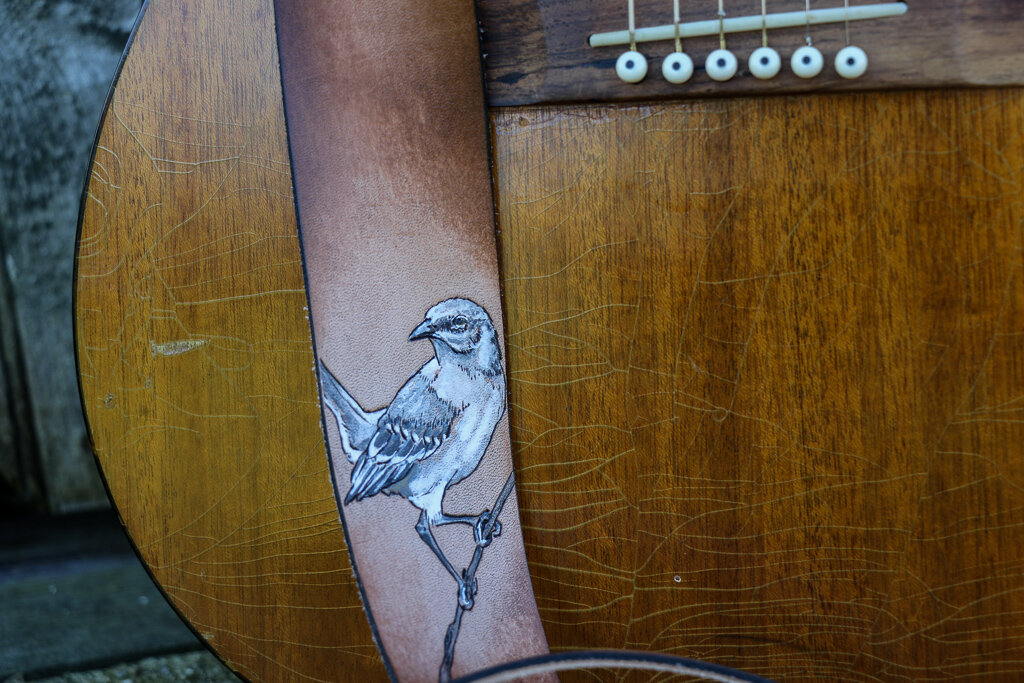 tree and mockinbird custom guitar strap 